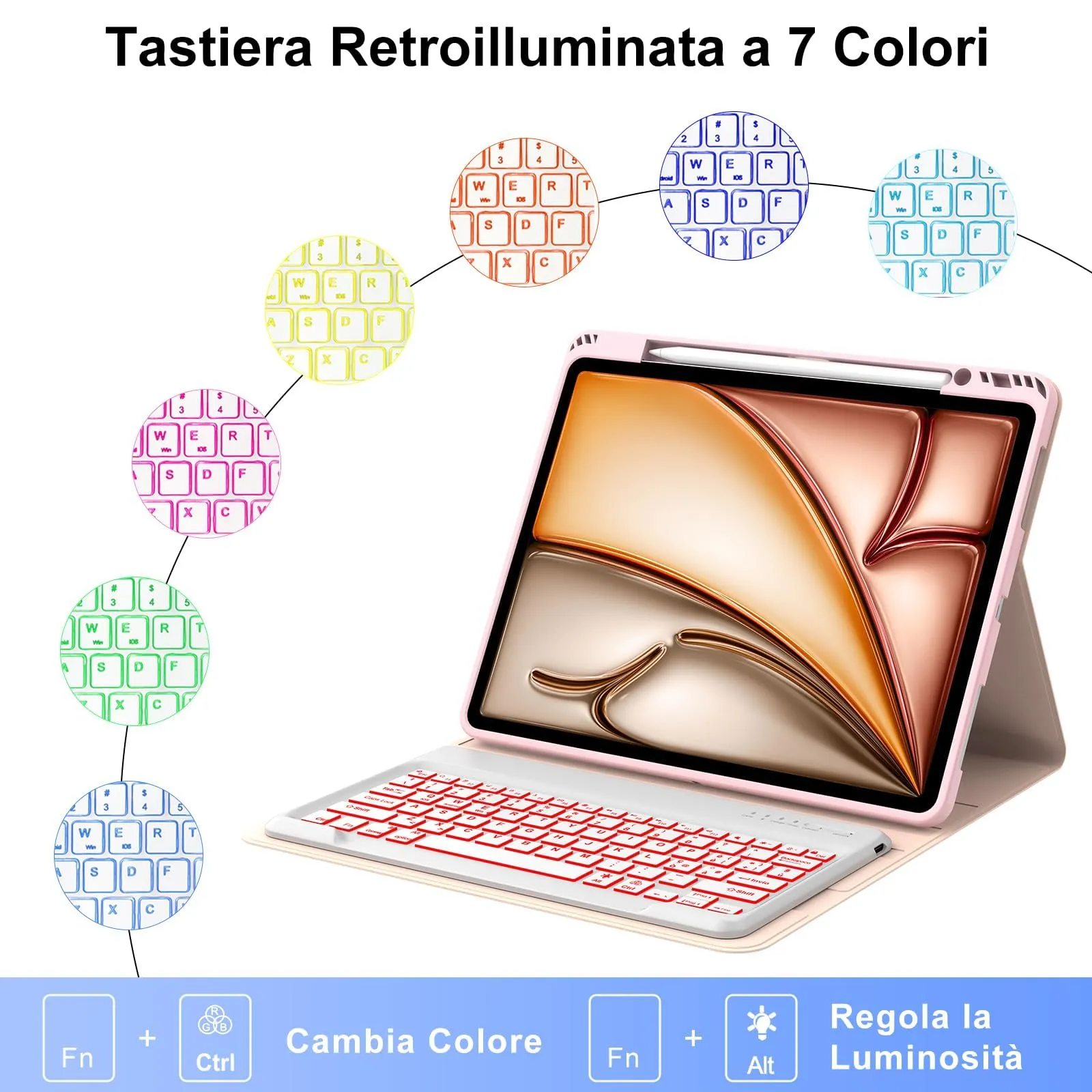 Tastiera per iPad Air 13 M4 2026/M3 2025/M2 2024/iPad Pro 12.9 3-6 Gen - immagine 5