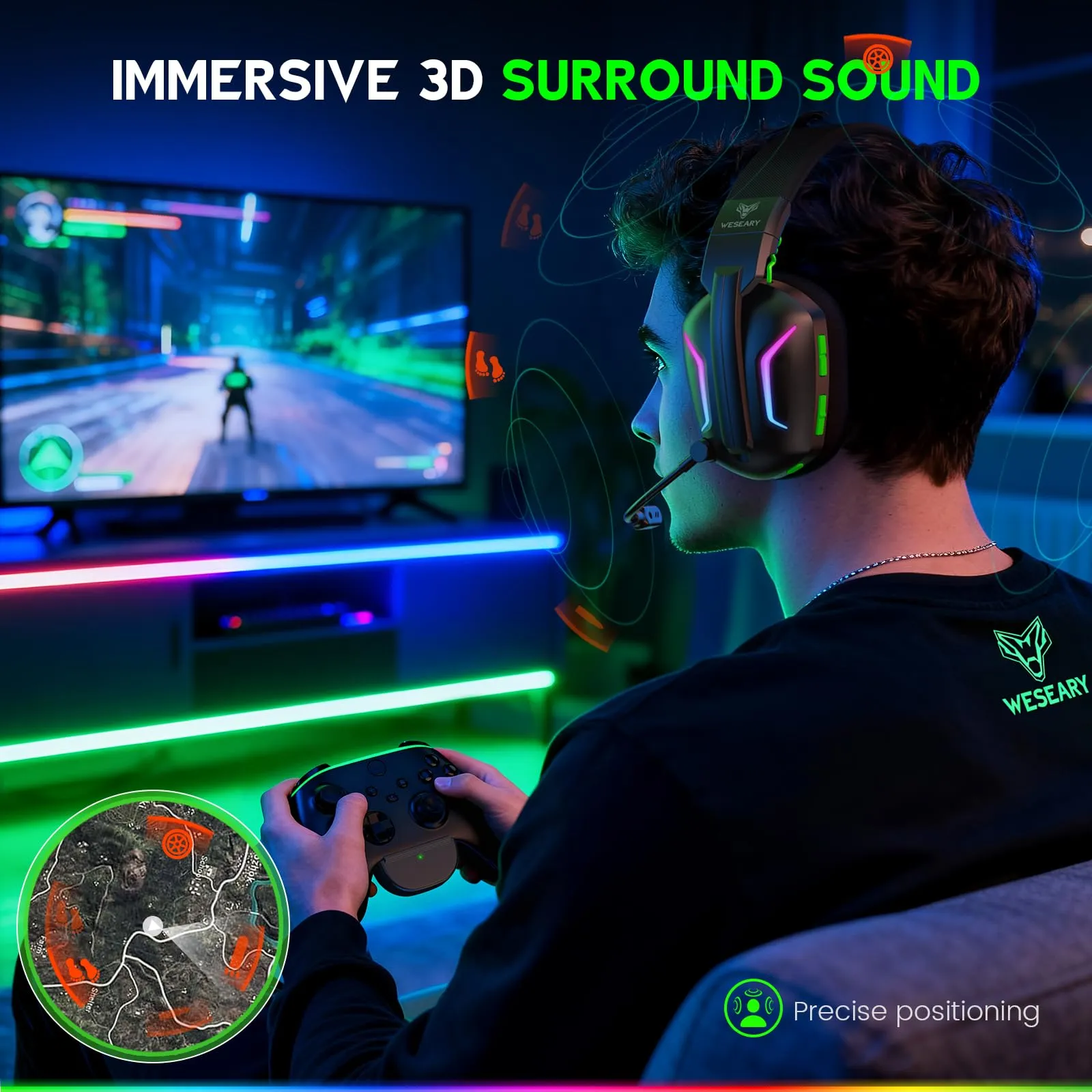 WESEARY Cuffie gaming wireless per Xbox Series X/S, Xbox One, PC, PS5/4 - immagine 3