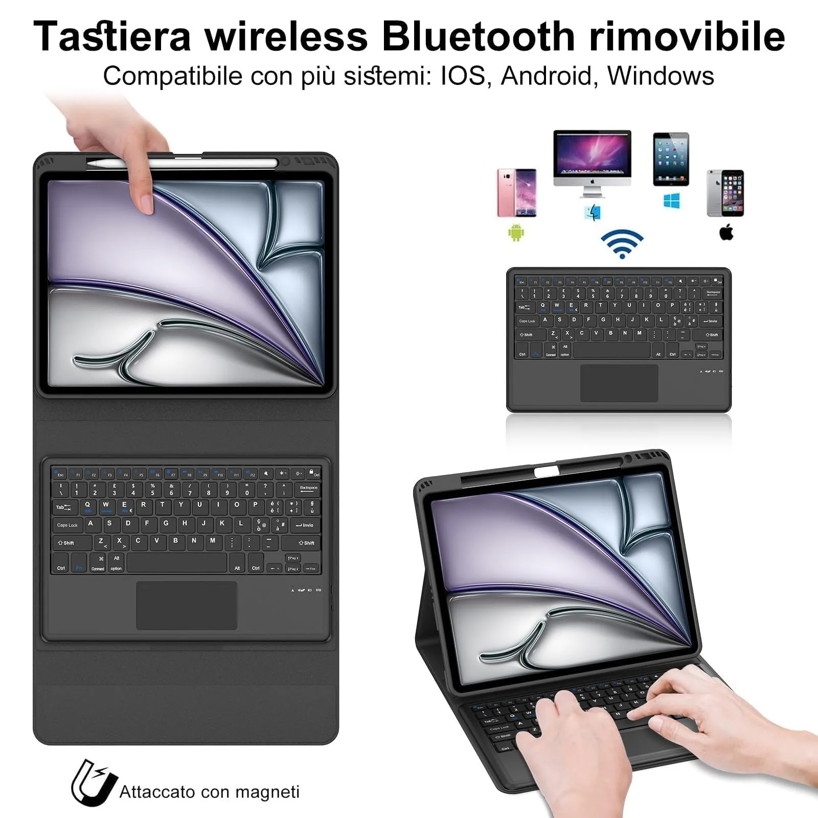 Tastiera per iPad Air 13 M4 2026/M3 2025/M2 2024/iPad Pro 12.9 3-6 Gen - immagine 3