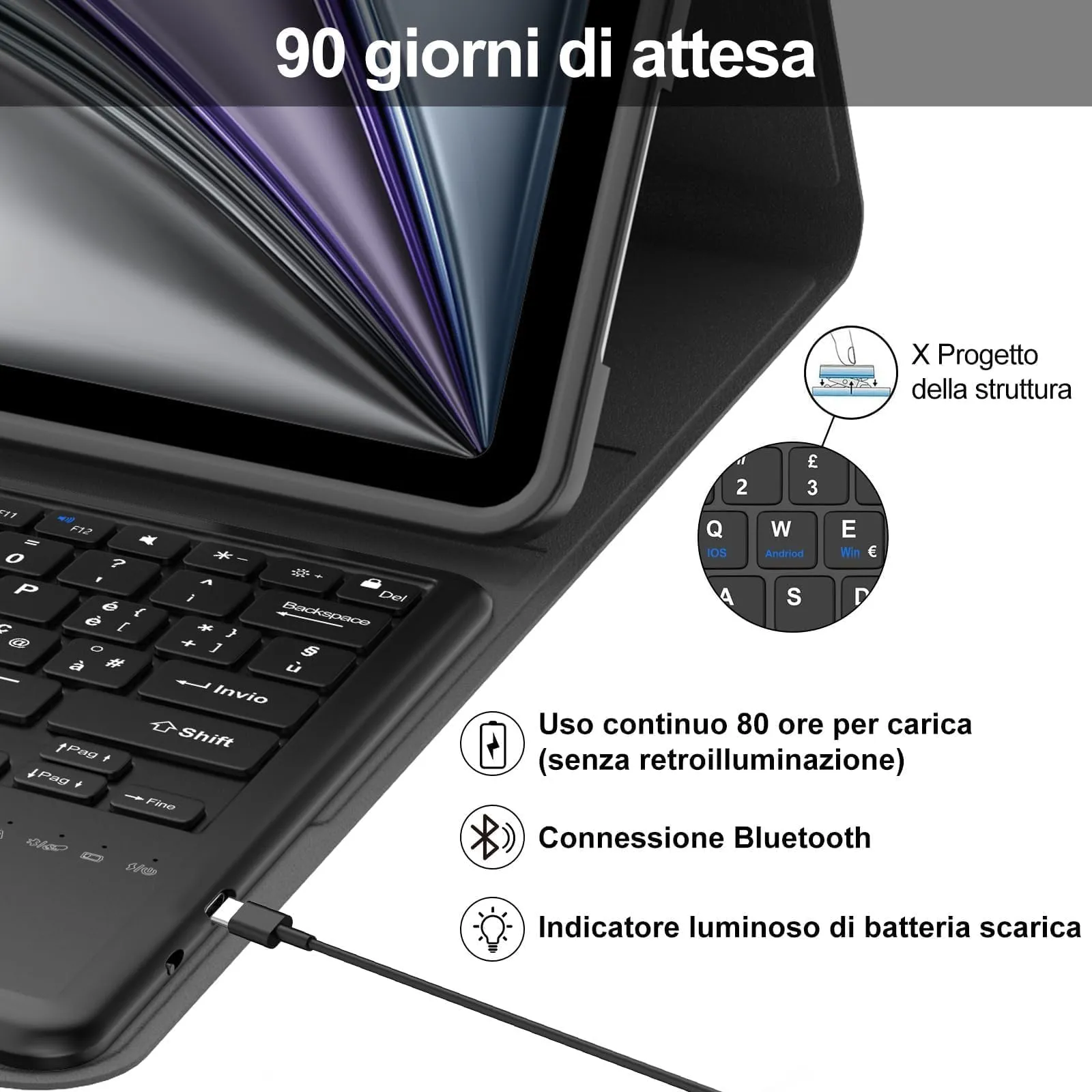 Tastiera per iPad Air 13 M4 2026/M3 2025/M2 2024/iPad Pro 12.9 3-6 Gen - immagine 4