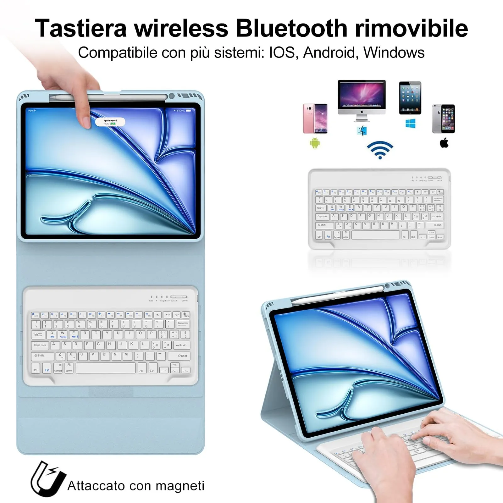 Tastiera per iPad Air 13 M4 2026/M3 2025/M2 2024/iPad Pro 12.9 3-6 Gen - immagine 3