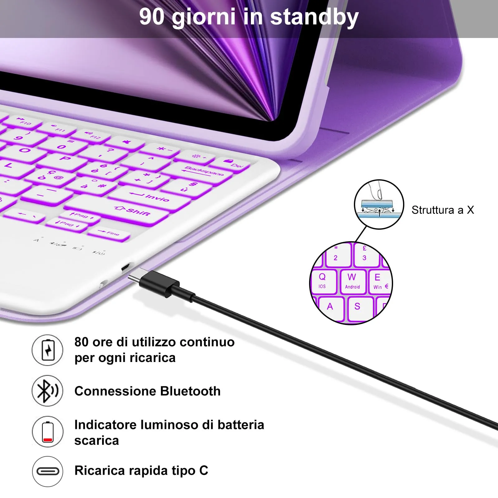 Tastiera Cover per iPad Air 13 M4 2026/M3/M2 13 Pollici/Pro 12.9 6-3 Gen - immagine 4