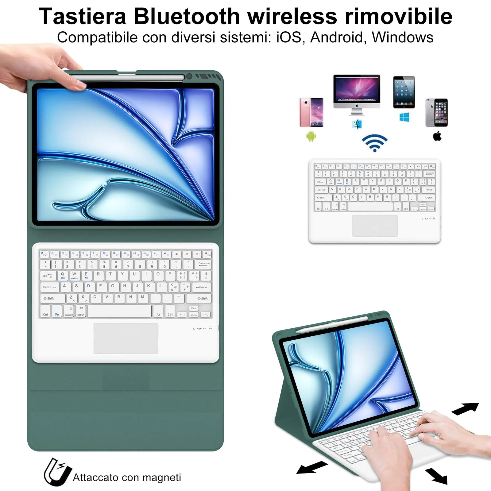 Tastiera Cover per iPad Air 13 M4 2026/M3/M2 13 Pollici/Pro 12.9 6-3 Gen - immagine 3