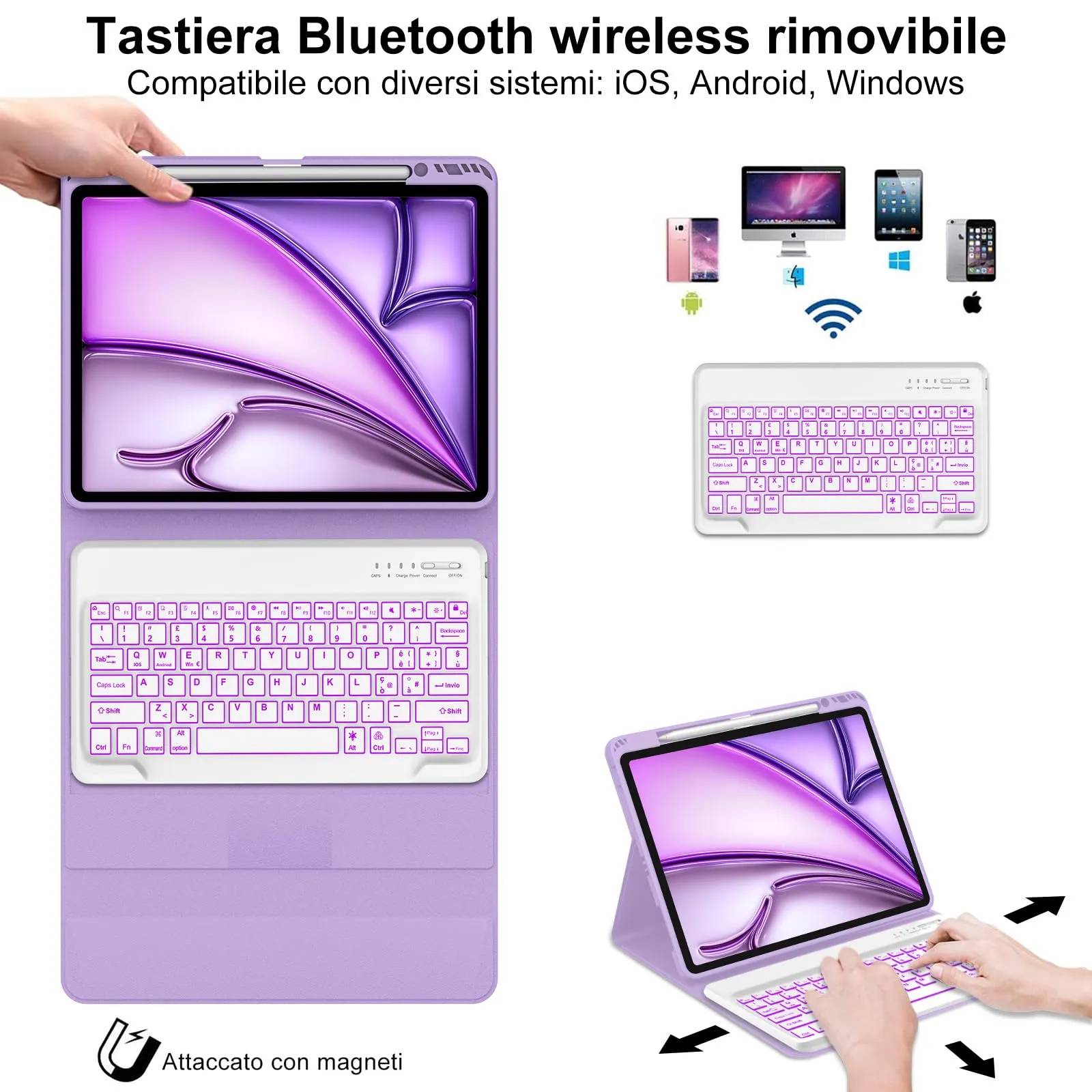 Tastiera Cover per iPad Air 13 M4 2026/M3/M2 13 Pollici/Pro 12.9 6-3 Gen - immagine 3