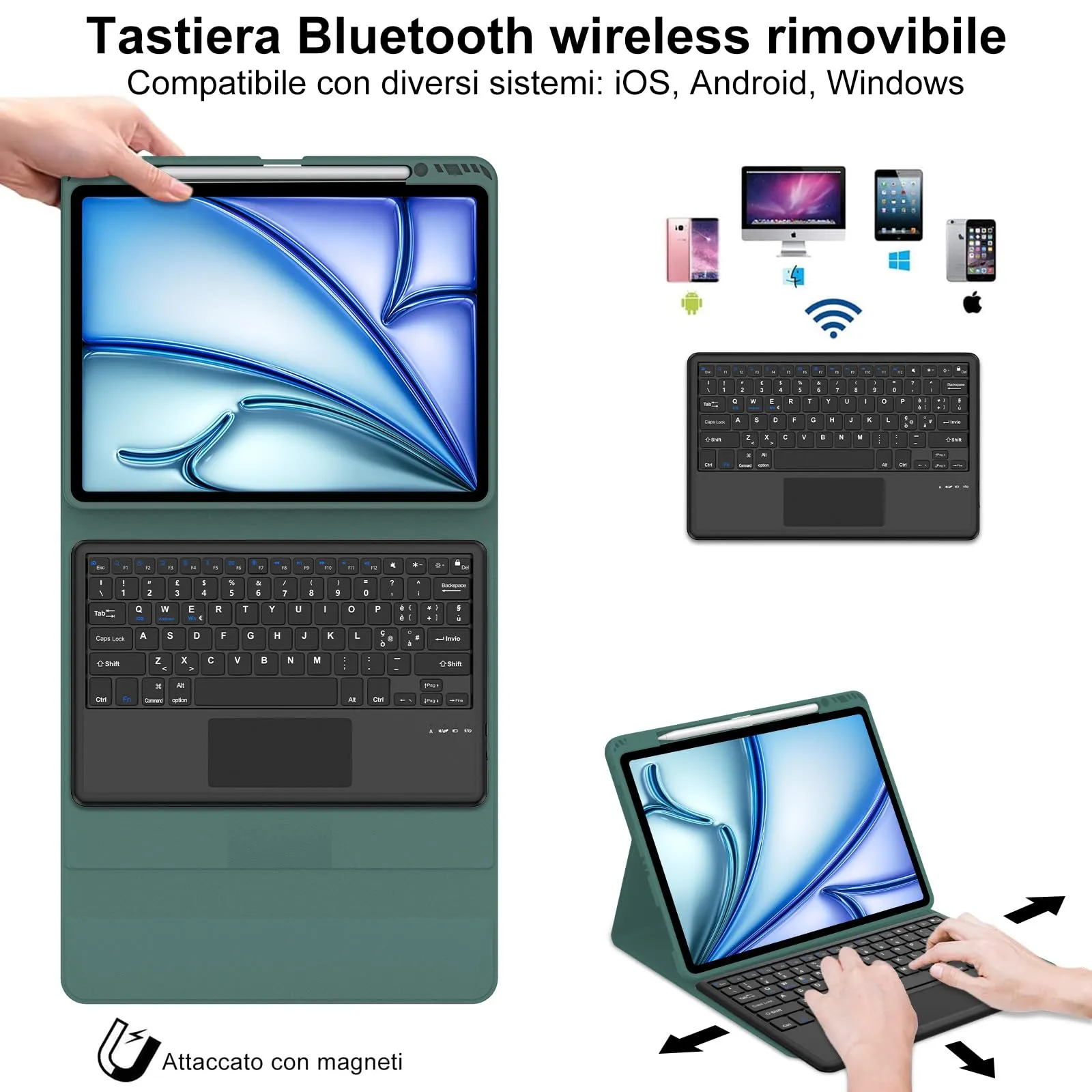 Tastiera Cover per iPad Air 13 M4 2026/M3/M2 13 Pollici/Pro 12.9 6-3 Gen - immagine 3