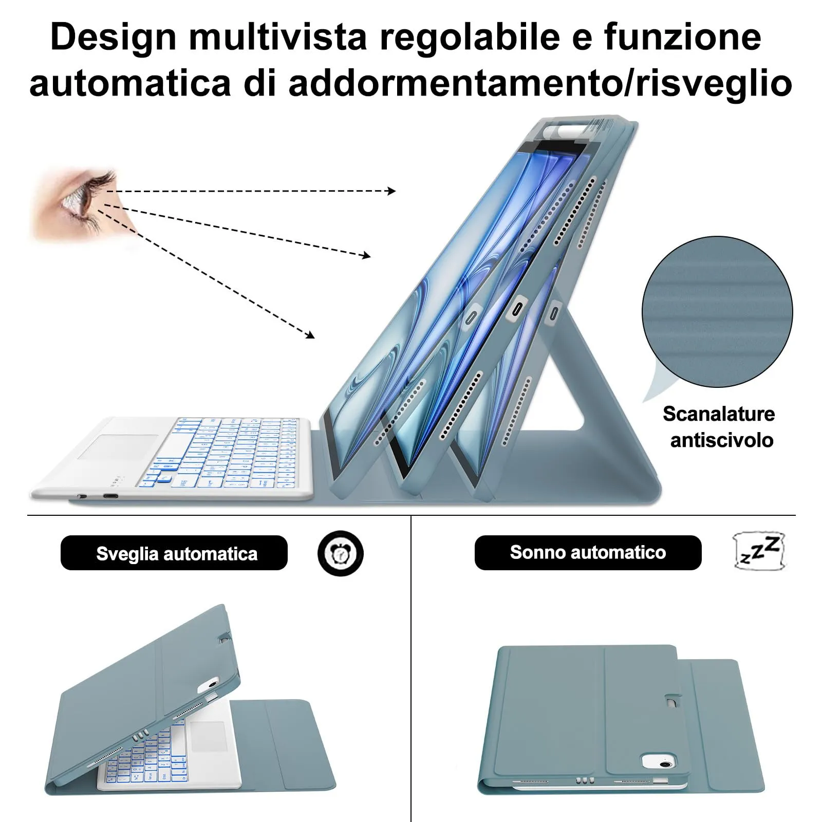 Tastiera Cover per iPad Air 13 M4 2026/M3/M2 13 Pollici/Pro 12.9 6-3 Gen - immagine 7