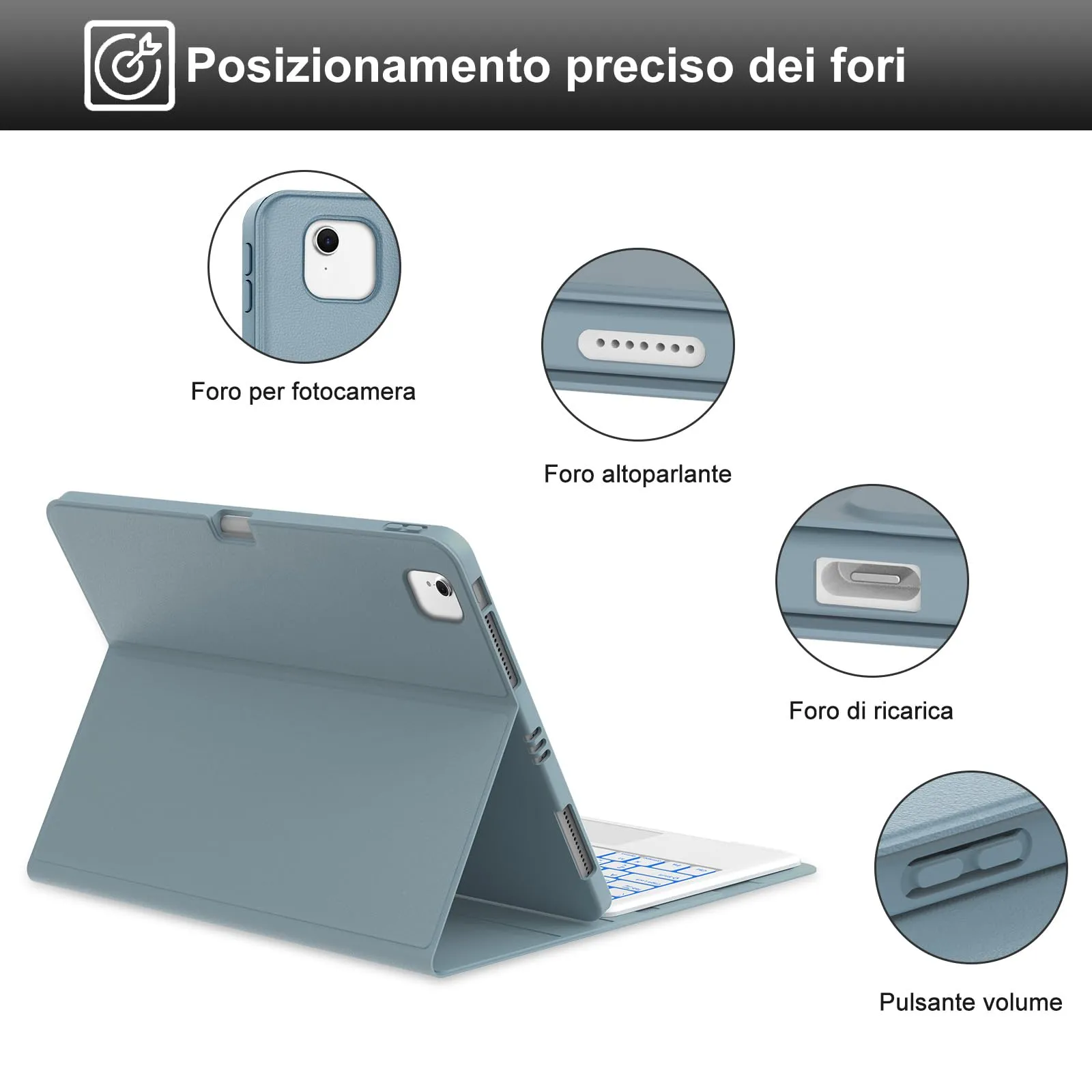 Tastiera Cover per iPad Air 13 M4 2026/M3/M2 13 Pollici/Pro 12.9 6-3 Gen - immagine 8