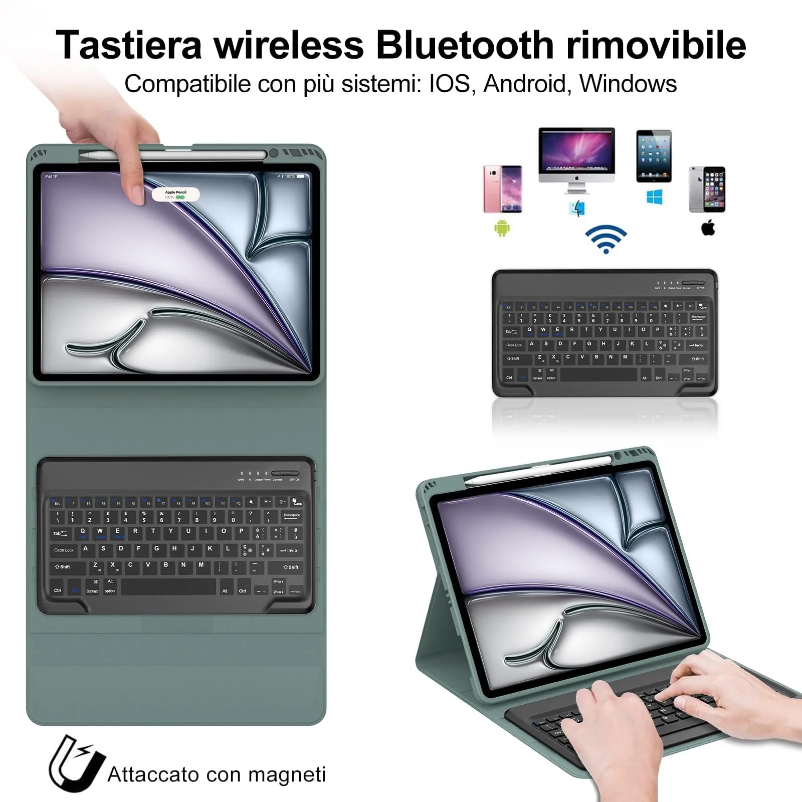 Tastiera Cover per iPad Air 13 M4 2026/M3/M2 13 Pollici/Pro 12.9 6-3 Gen - immagine 3