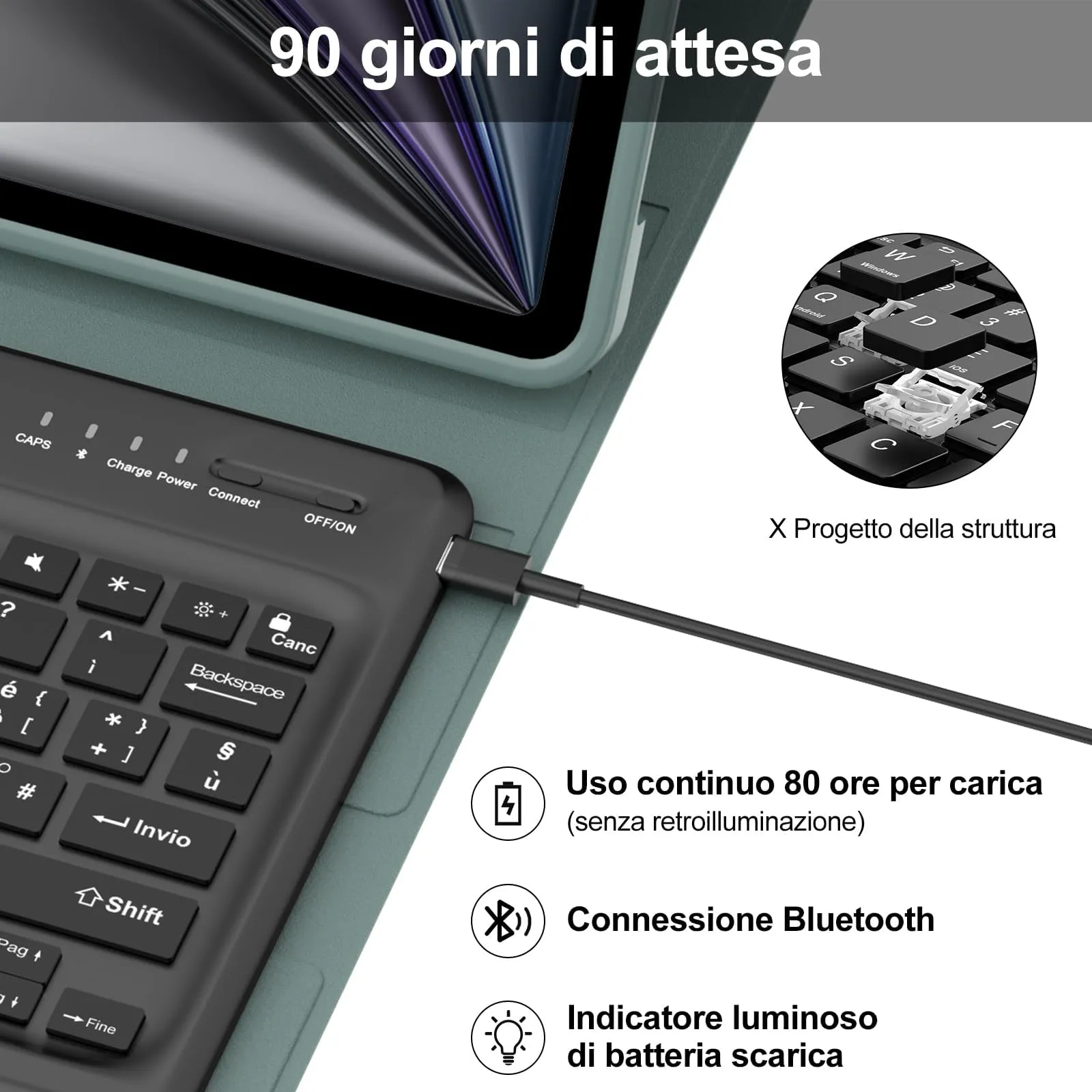 Tastiera Cover per iPad Air 13 M4 2026/M3/M2 13 Pollici/Pro 12.9 6-3 Gen - immagine 4