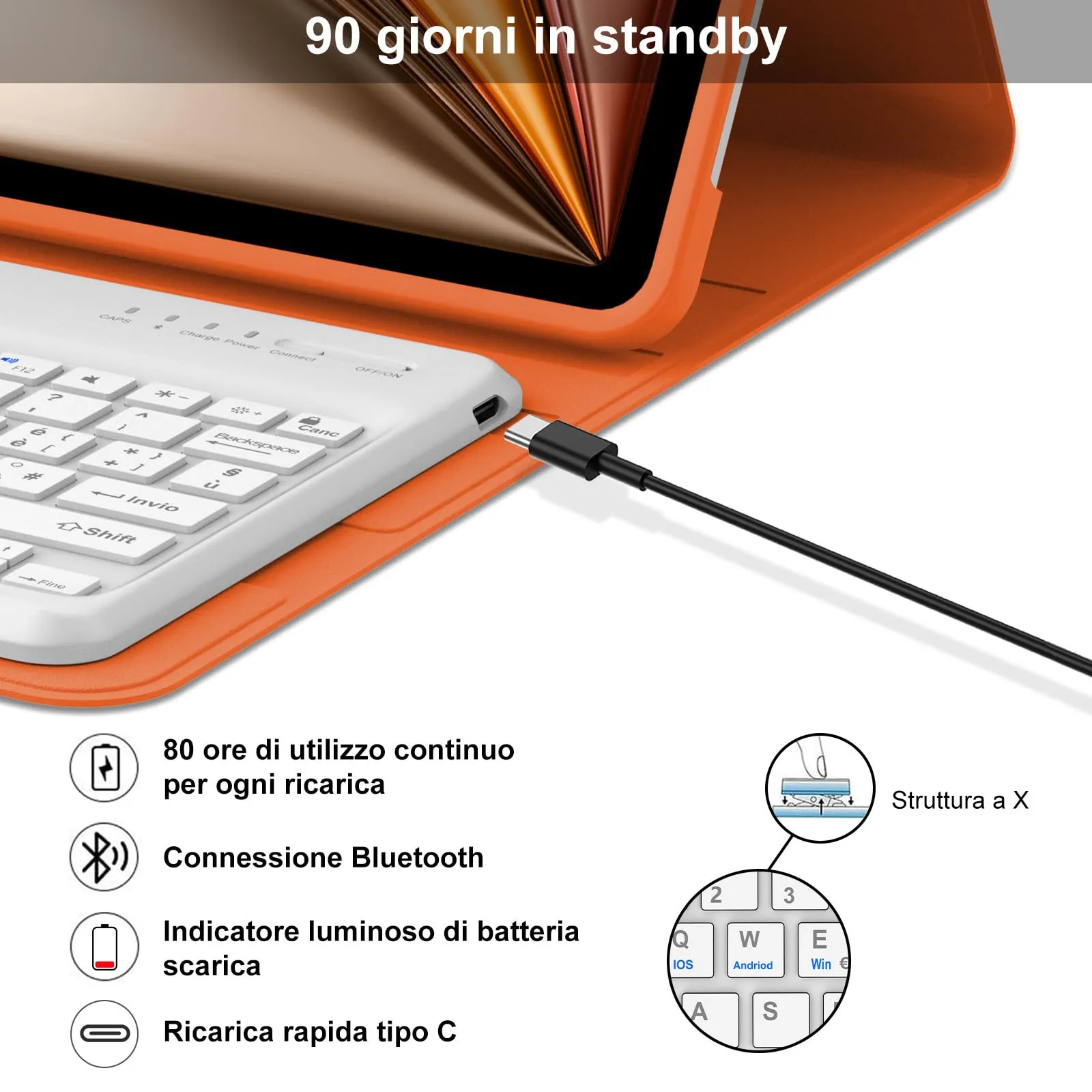 Tastiera Cover per iPad Air 13 M4 2026/M3/M2 13 Pollici/Pro 12.9 6-3 Gen - immagine 4