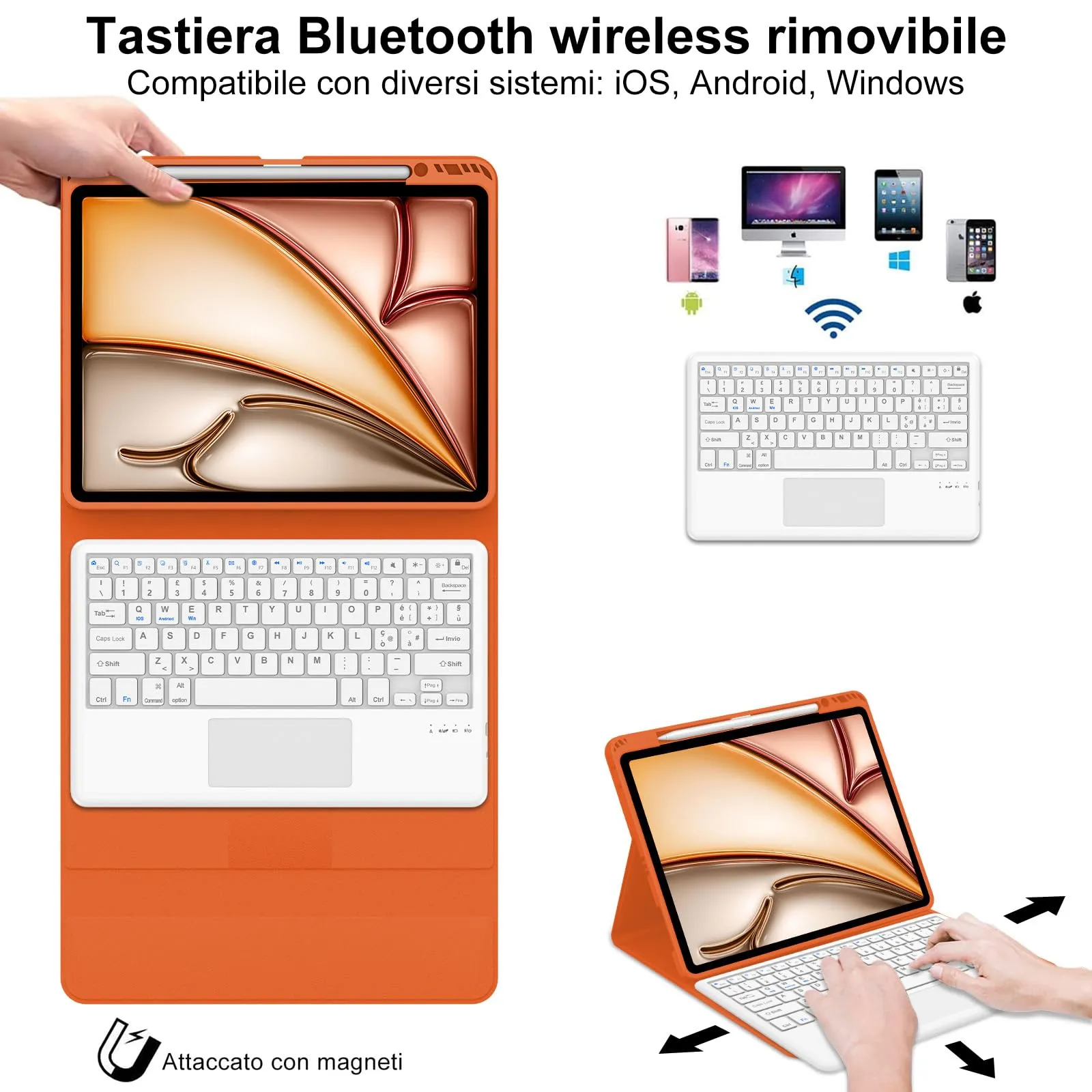 Tastiera Cover per iPad Air 13 M4 2026/M3/M2 13 Pollici/Pro 12.9 6-3 Gen - immagine 3