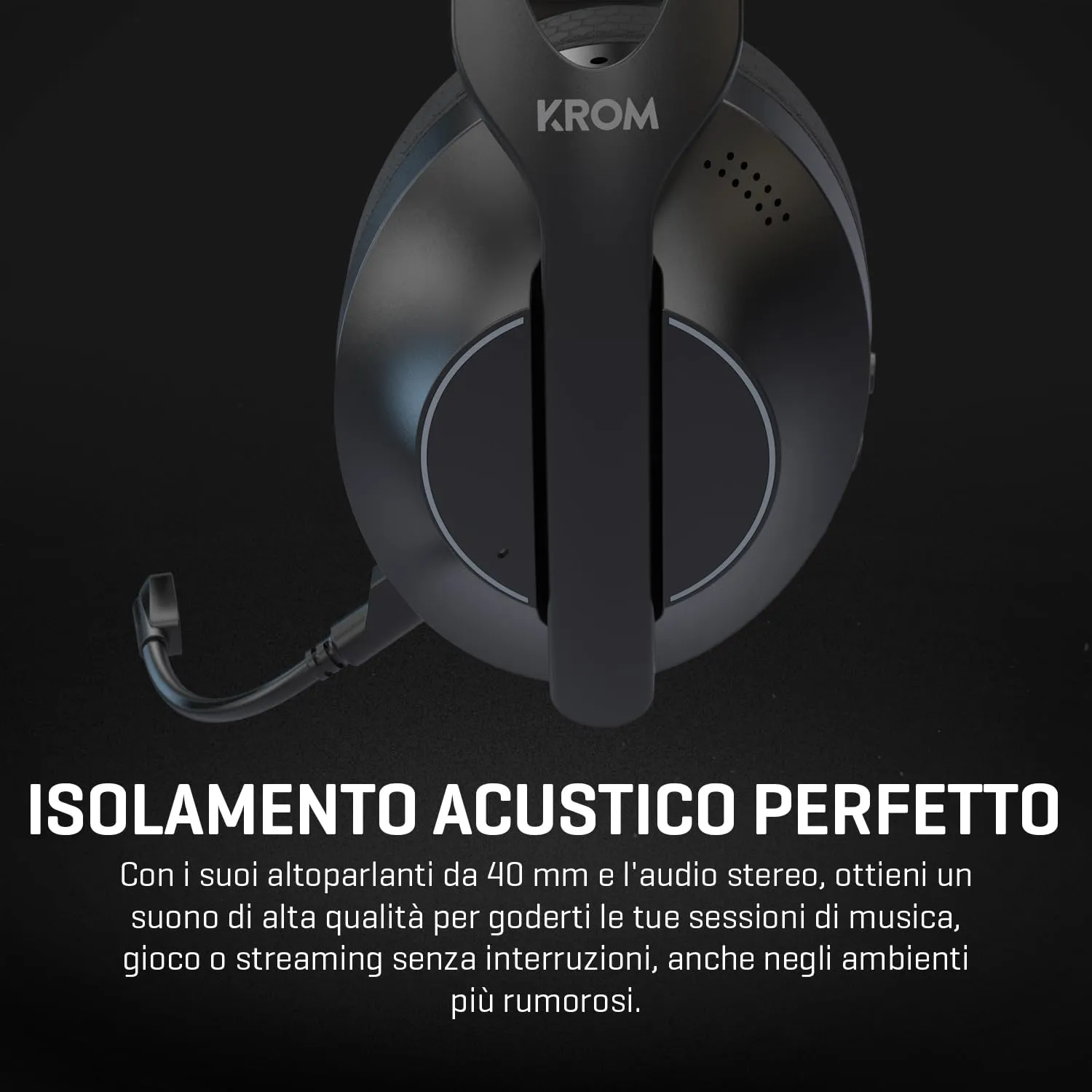 KROM PHASE – Cuffie Gaming Wireless con Tripla Modalità di Connessione (Bluetooth 5.3, 2.4 GHz e Jack 3.5 mm), Driver da 40 mm, Autonomia 40 ore, Nero - immagine 7
