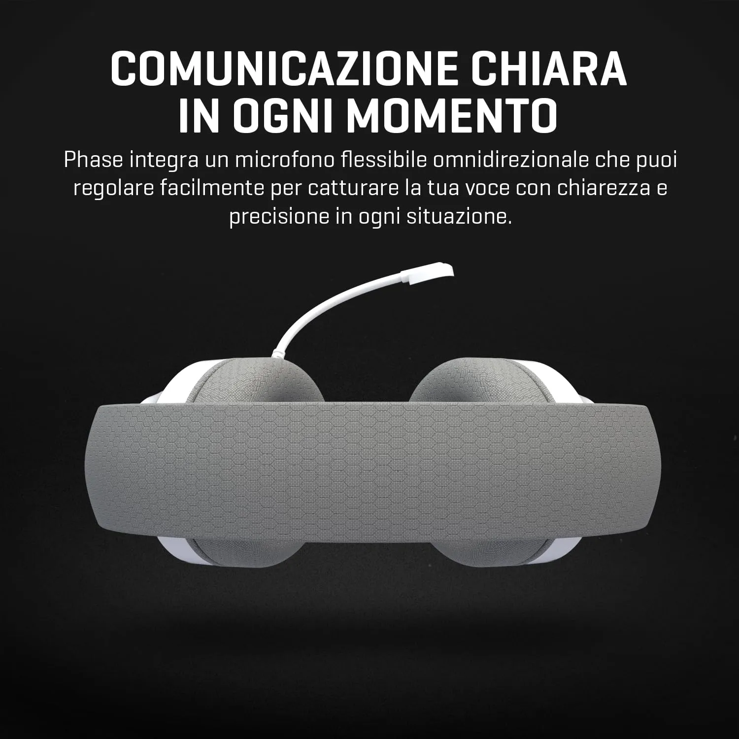 KROM PHASE – Cuffie Gaming Wireless con Tripla Modalità di Connessione (Bluetooth 5.3, 2.4 GHz e Jack 3.5 mm), Driver da 40 mm, Autonomia 40 ore, Bianco - immagine 9