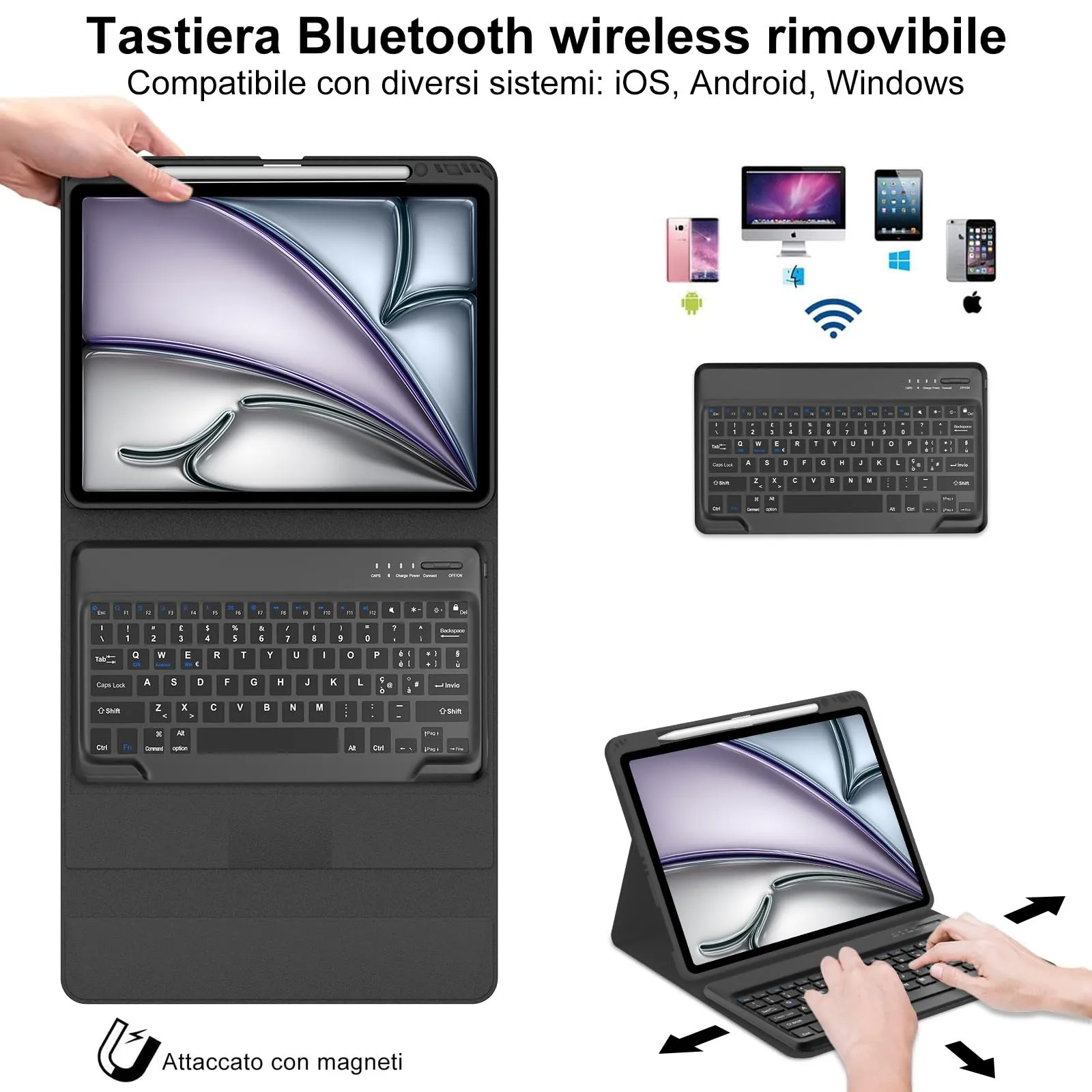 Tastiera per iPad Air 13 M4 2026/M3 2025/M2 2024/iPad Pro 12.9 3-6 Gen - immagine 3