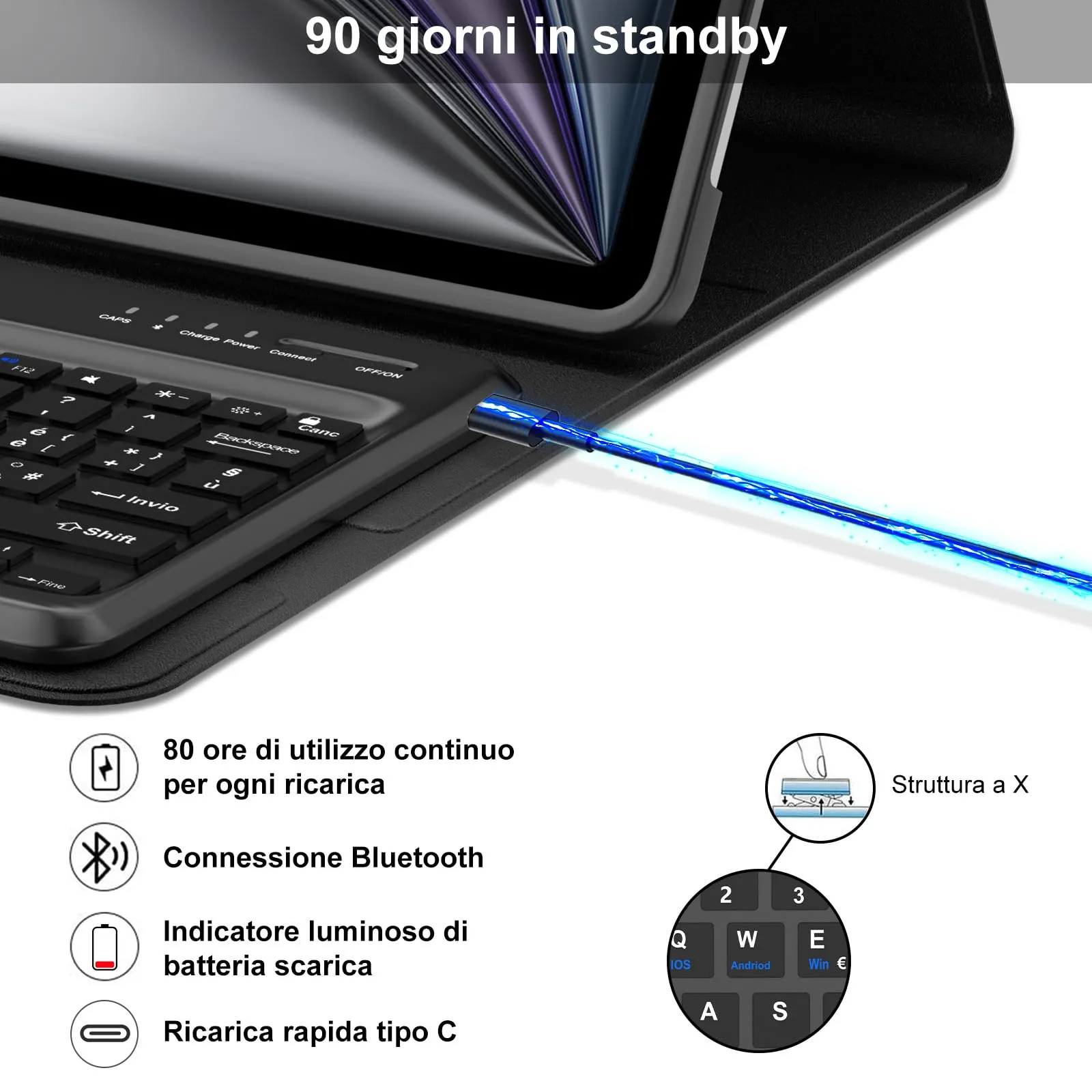 Tastiera per iPad Air 13 M4 2026/M3 2025/M2 2024/iPad Pro 12.9 3-6 Gen - immagine 4