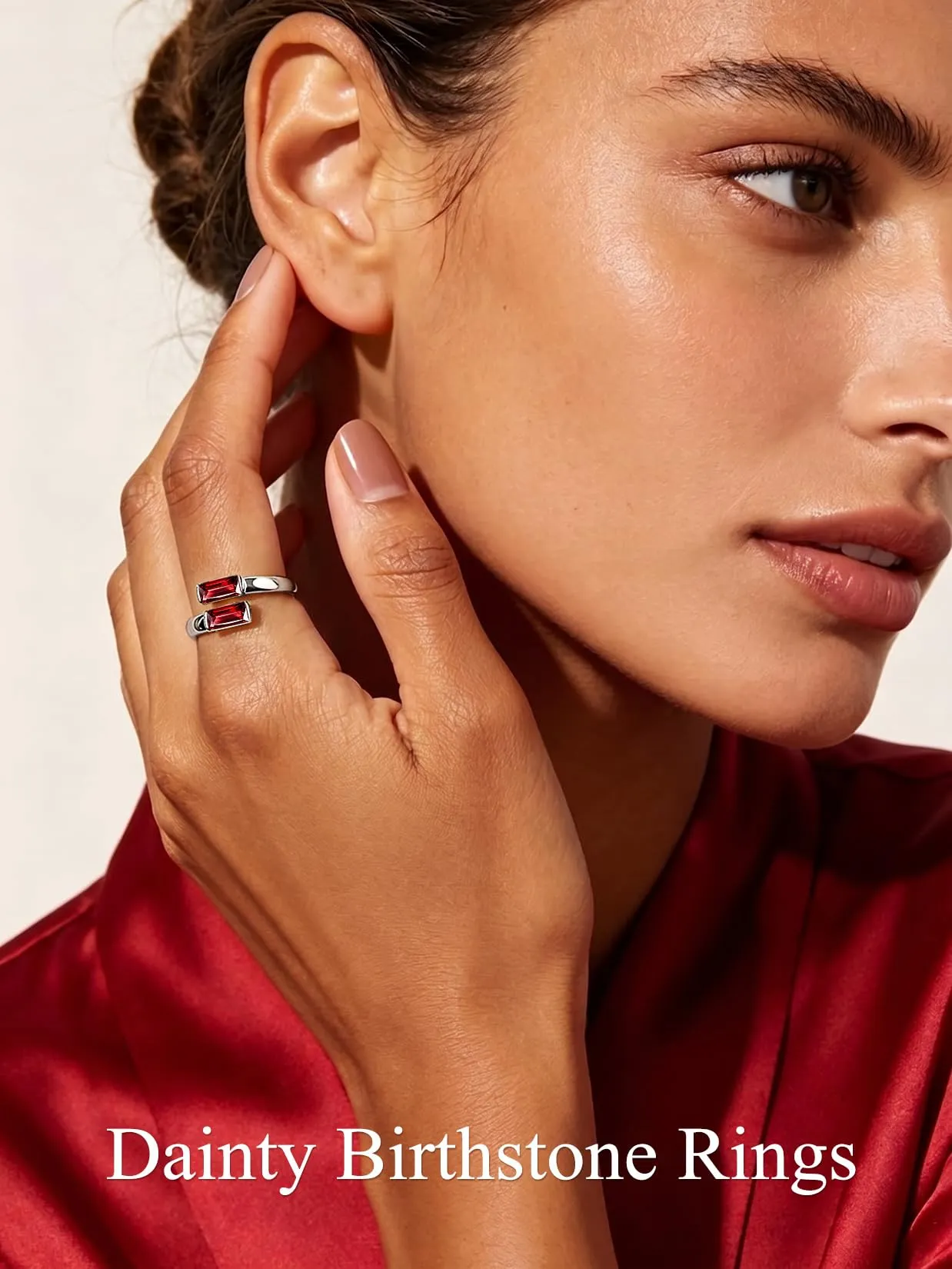 Suplight Anello Donna Argento Regolabile Rettangolare Pietre Portafortuna - immagine 2