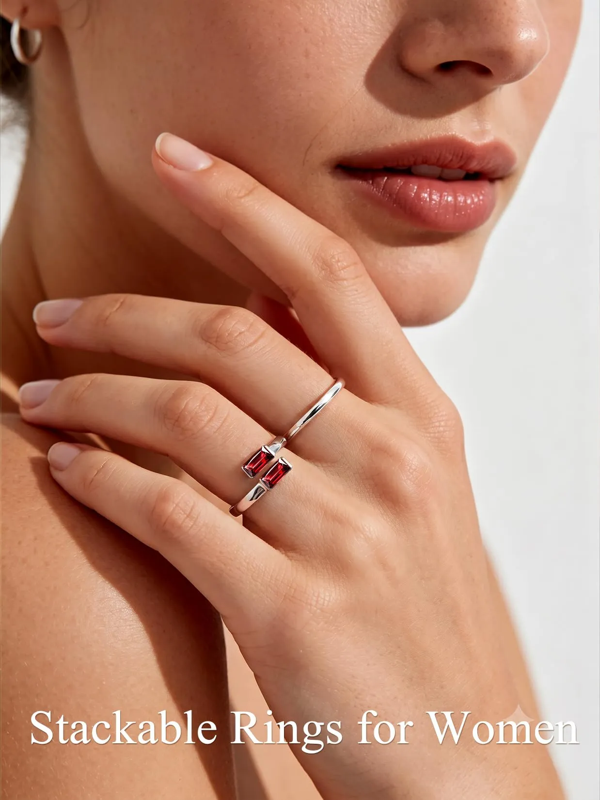 Suplight Anello Donna Argento Regolabile Rettangolare Pietre Portafortuna - immagine 3