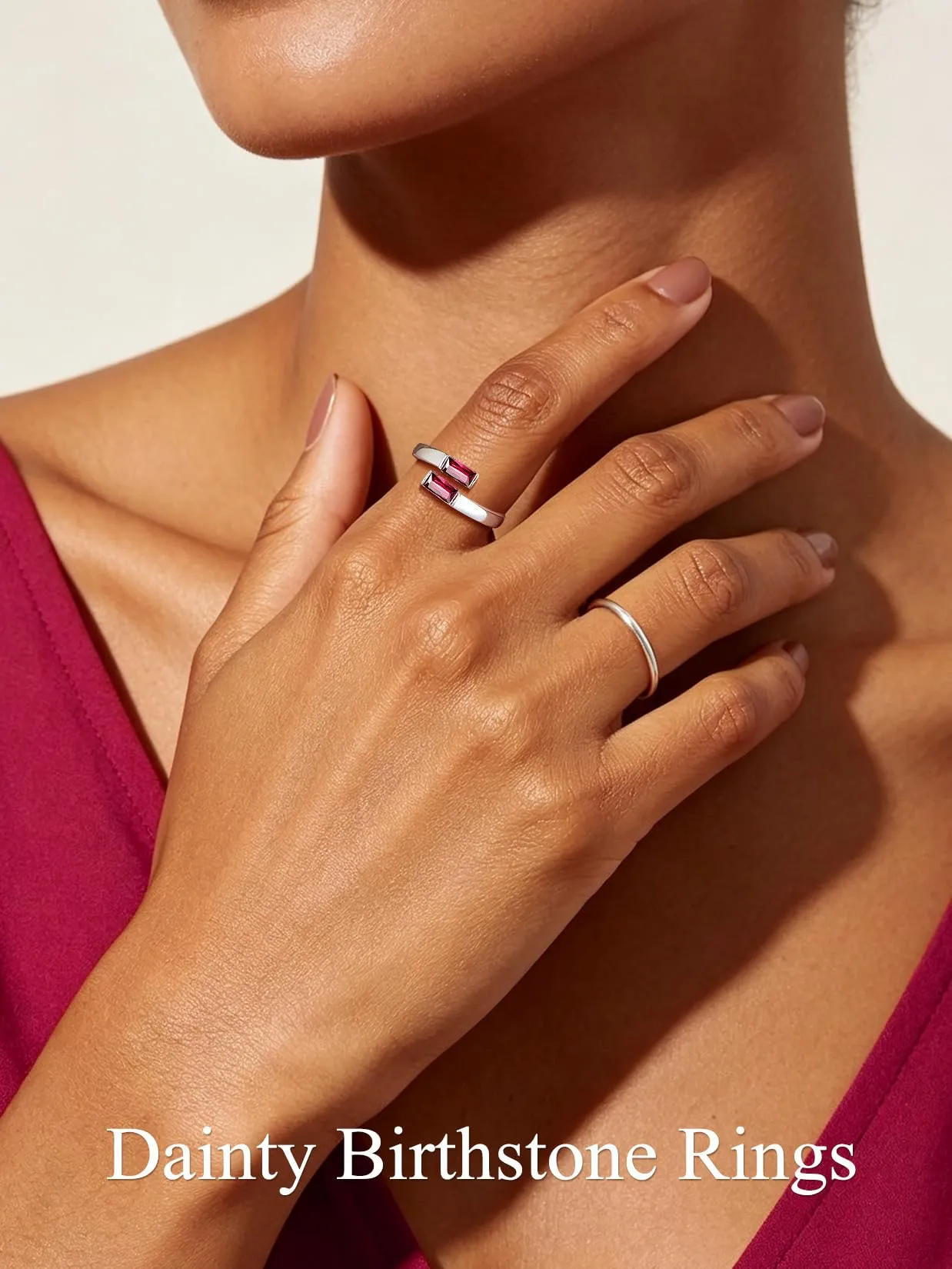 Suplight Anello Donna Argento Regolabile Rettangolare Pietre Portafortuna - immagine 2