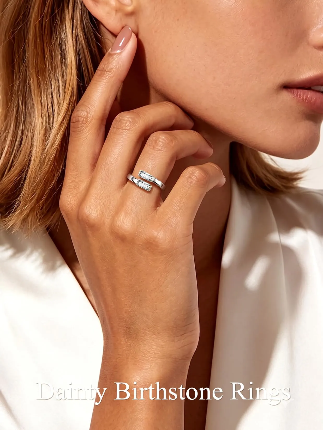 Suplight Anello Donna Argento Regolabile Rettangolare Pietre Portafortuna - immagine 2
