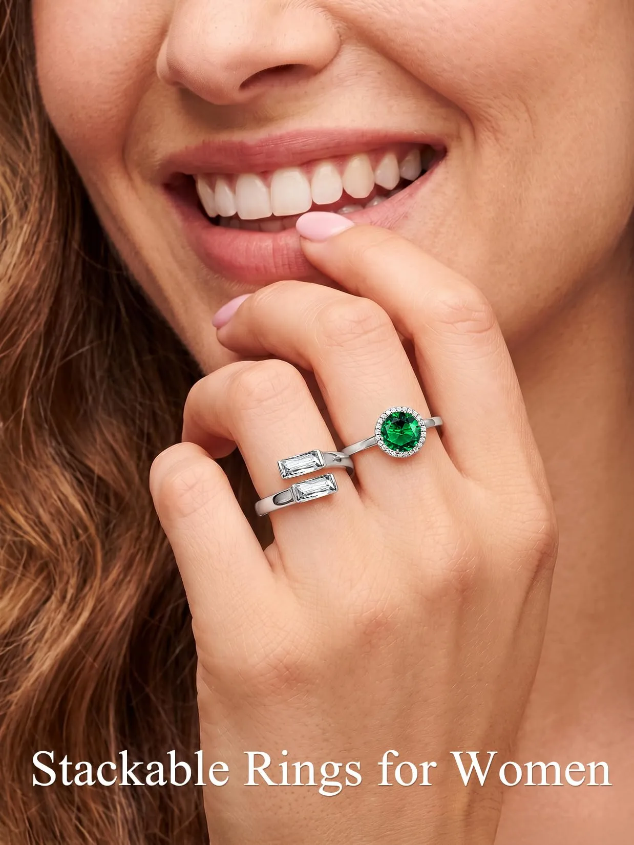 Suplight Anello Donna Argento Regolabile Rettangolare Pietre Portafortuna - immagine 3