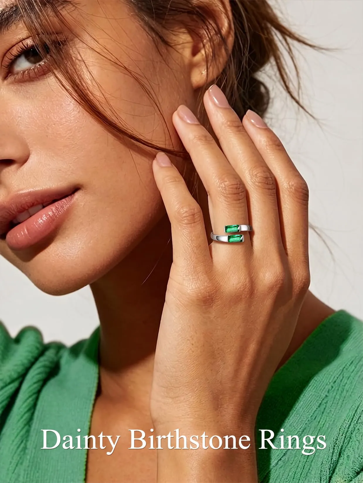 Suplight Anello Donna Argento Regolabile Rettangolare Pietre Portafortuna - immagine 2