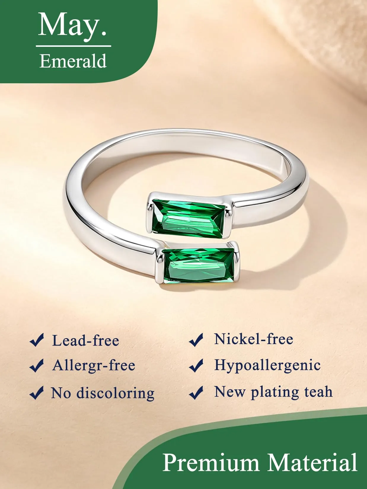 Suplight Anello Donna Argento Regolabile Rettangolare Pietre Portafortuna - immagine 4