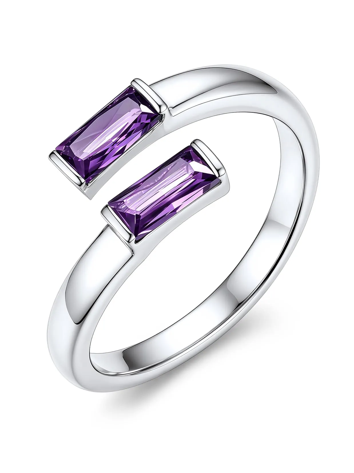 Suplight Anello Donna Argento Regolabile Rettangolare Pietre Portafortuna - immagine 1