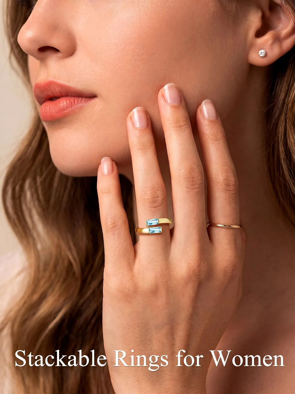 Suplight Anello Donna Oro Regolabile Rettangolare Pietre Portafortuna - immagine 3