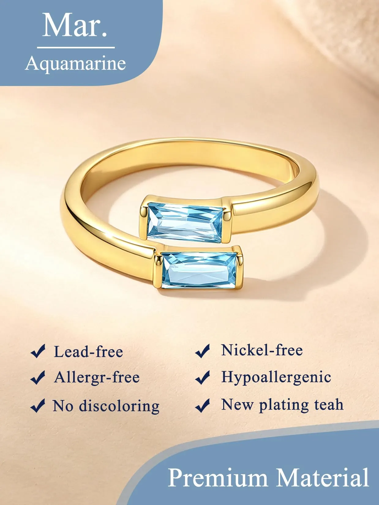 Suplight Anello Donna Oro Regolabile Rettangolare Pietre Portafortuna - immagine 4