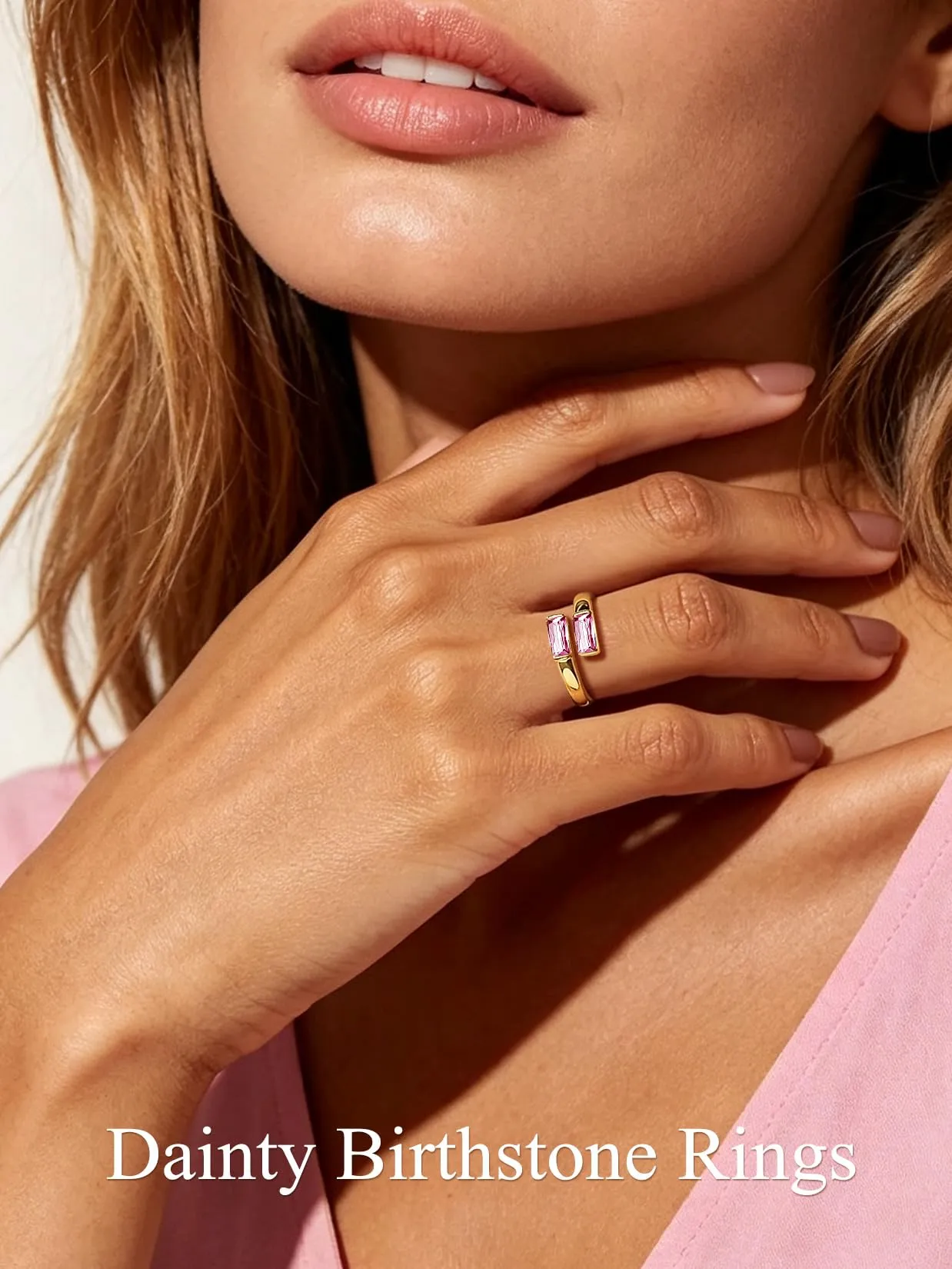 Suplight Anello Donna Oro Regolabile Rettangolare Pietre Portafortuna - immagine 2