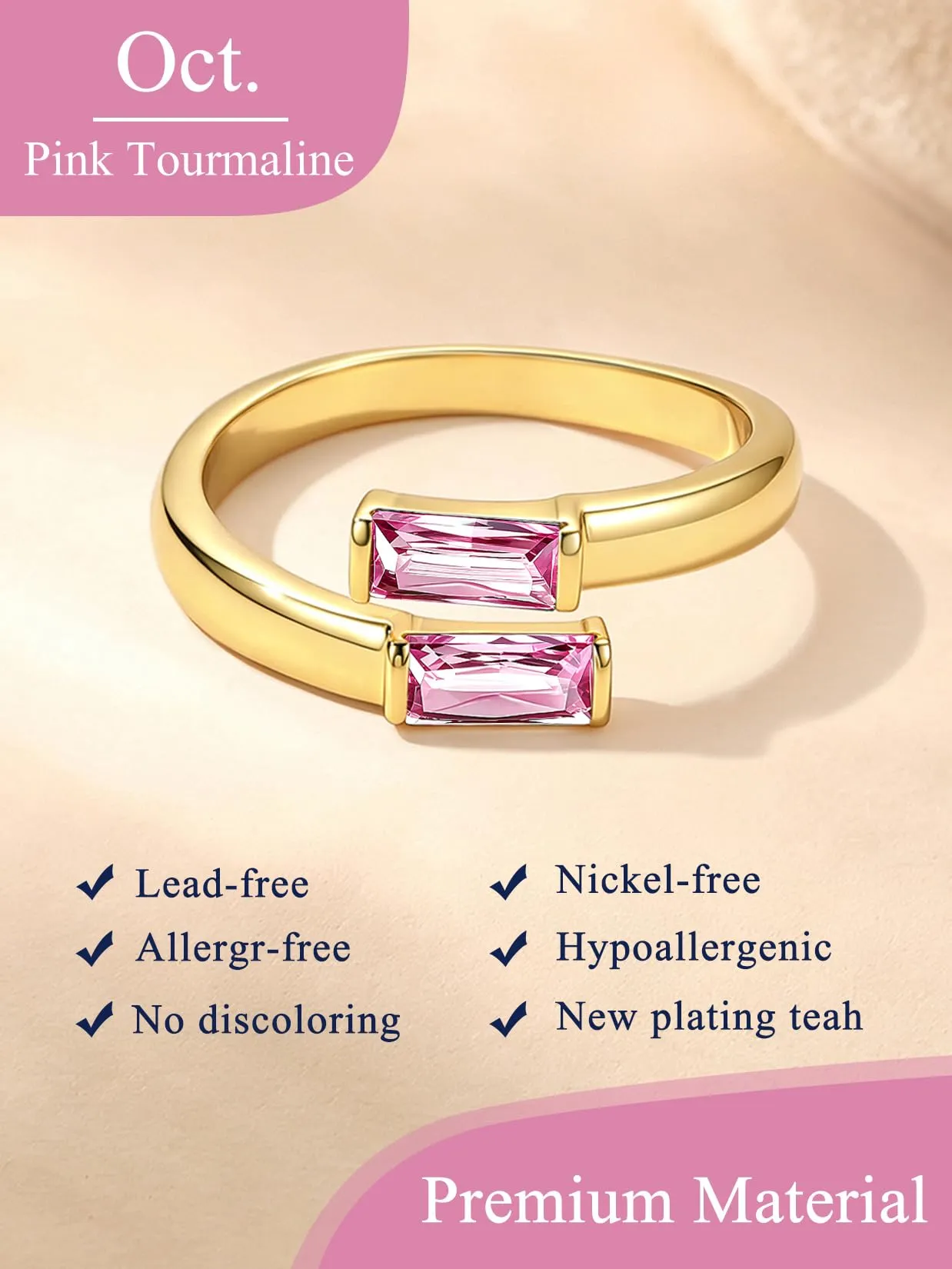 Suplight Anello Donna Oro Regolabile Rettangolare Pietre Portafortuna - immagine 4