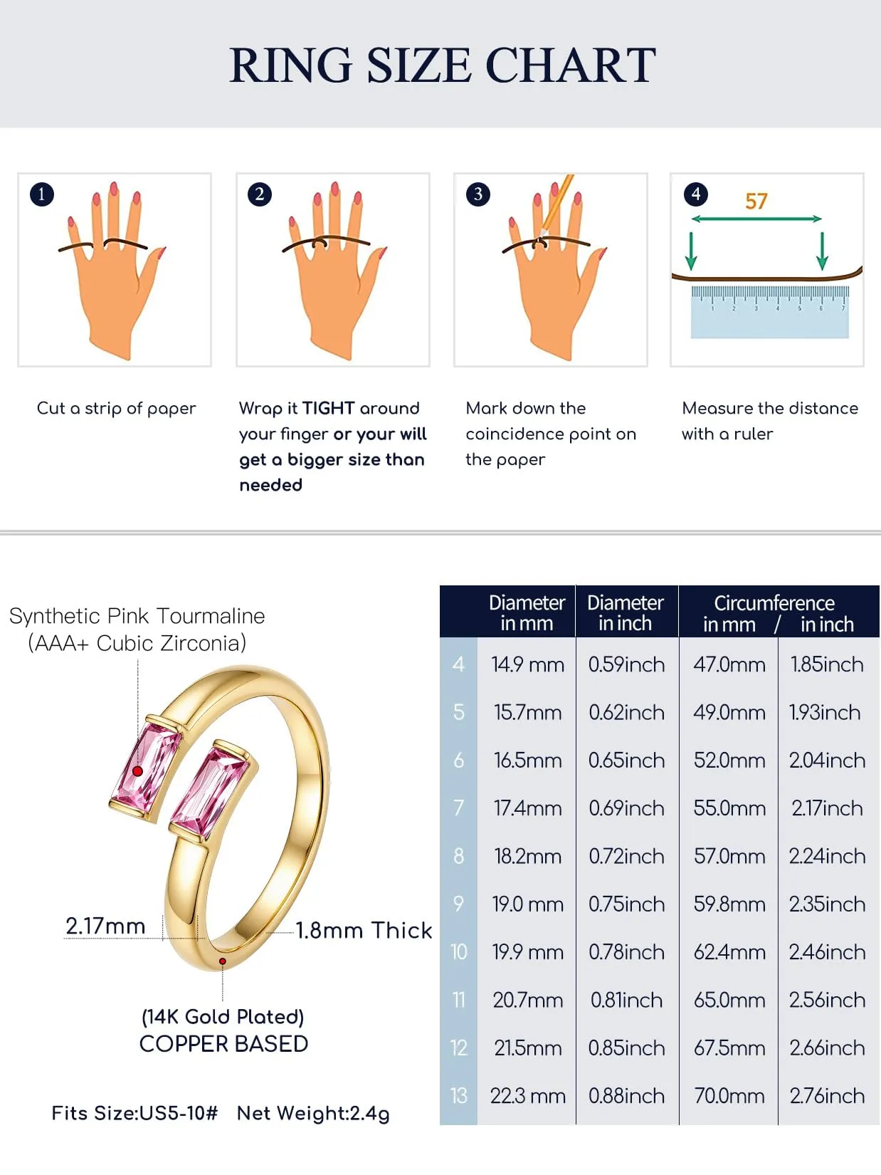 Suplight Anello Donna Oro Regolabile Rettangolare Pietre Portafortuna - immagine 5