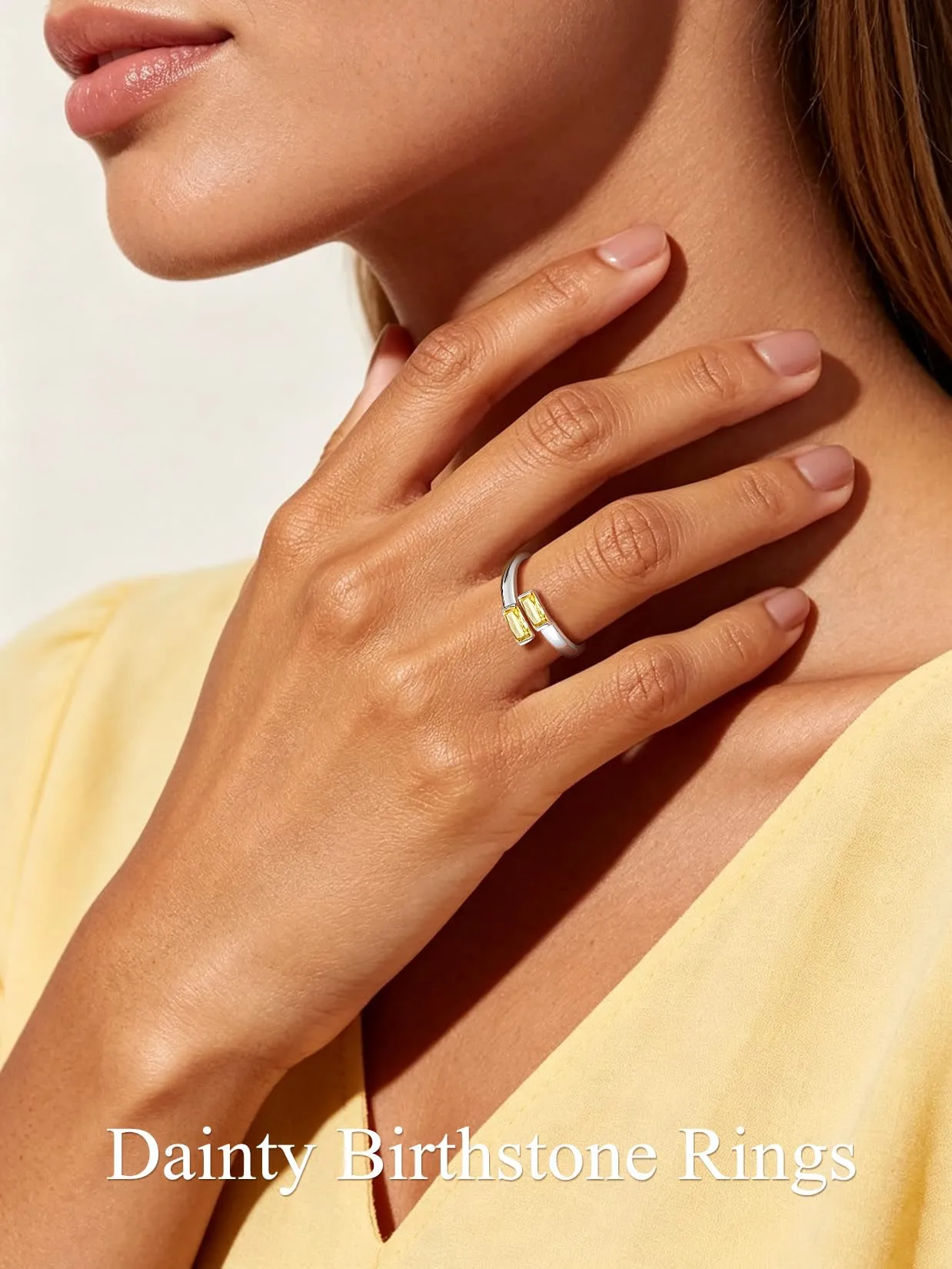 Suplight Anello Donna Argento Regolabile Rettangolare Pietre Portafortuna - immagine 2