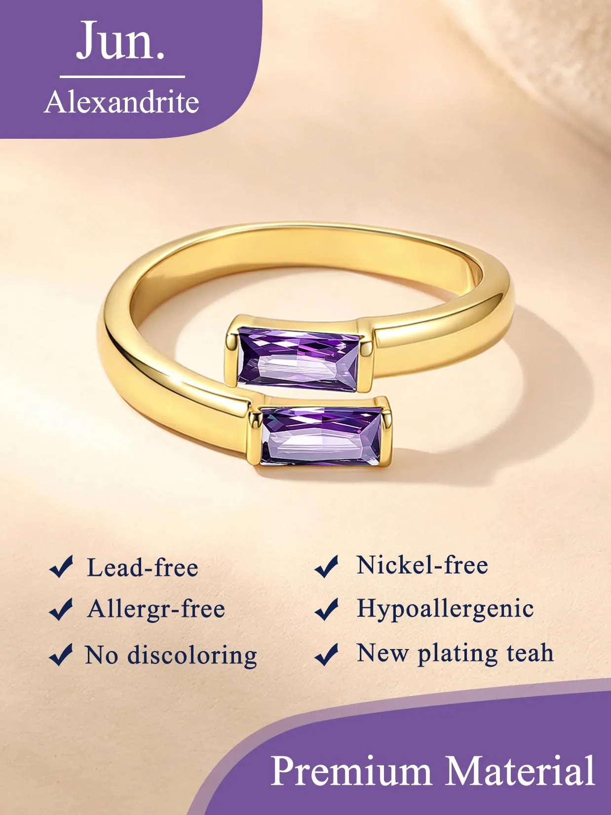 Suplight Anello Donna Oro Regolabile Rettangolare Pietre Portafortuna - immagine 4