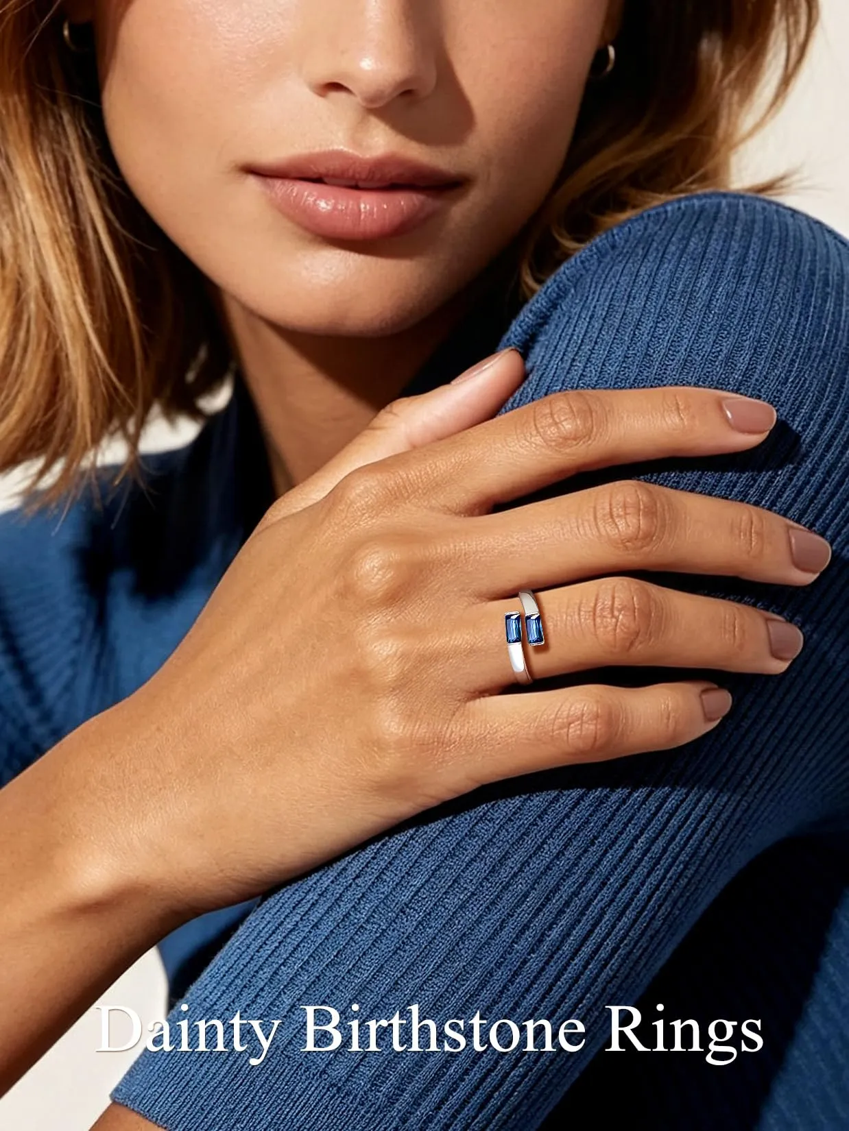 Suplight Anello Donna Argento Regolabile Rettangolare Pietre Portafortuna - immagine 2