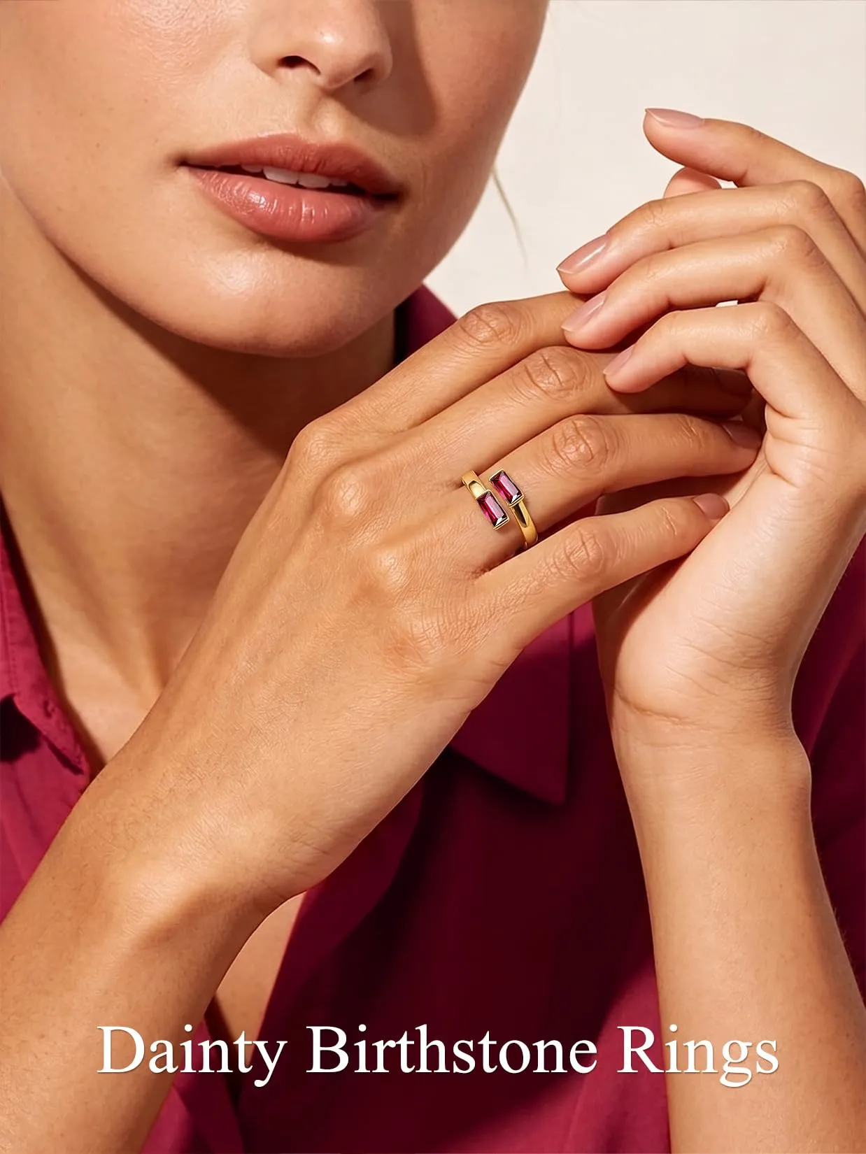 Suplight Anello Donna Oro Regolabile Rettangolare Pietre Portafortuna - immagine 2