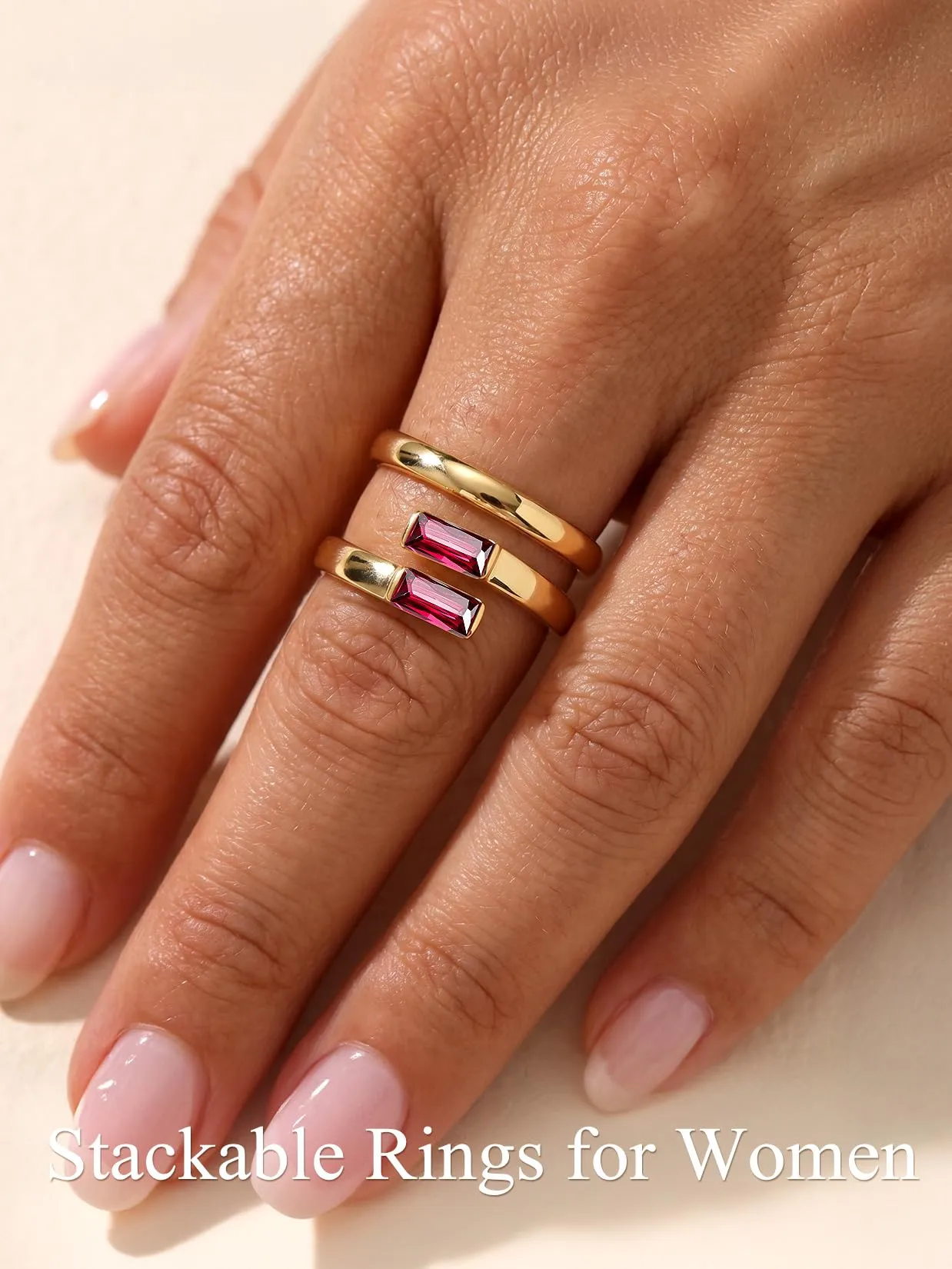 Suplight Anello Donna Oro Regolabile Rettangolare Pietre Portafortuna - immagine 3