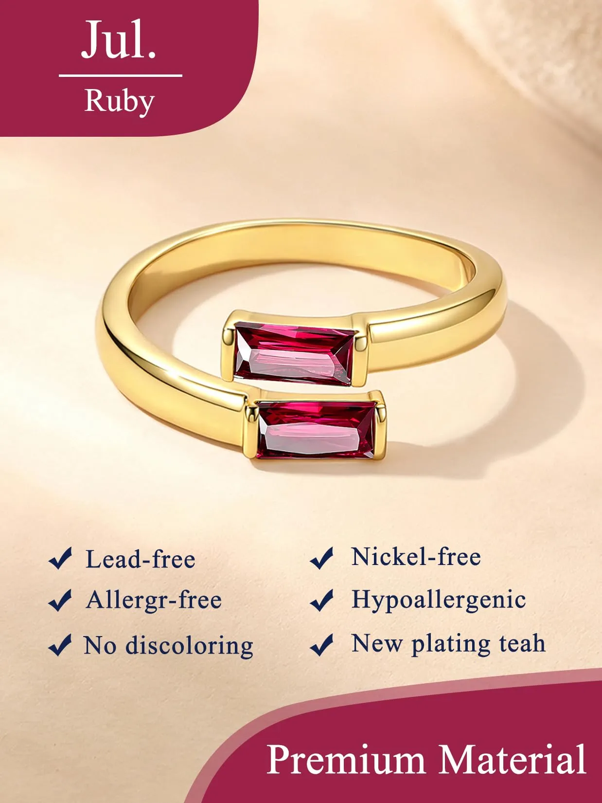 Suplight Anello Donna Oro Regolabile Rettangolare Pietre Portafortuna - immagine 4