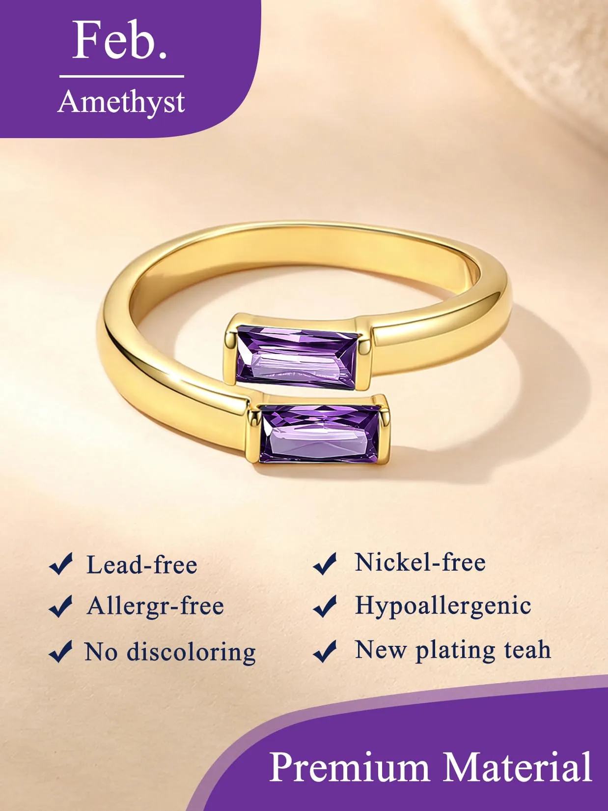 Suplight Anello Donna Oro Regolabile Rettangolare Pietre Portafortuna - immagine 4