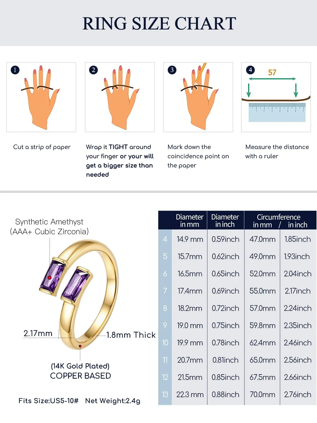 Suplight Anello Donna Oro Regolabile Rettangolare Pietre Portafortuna - immagine 5