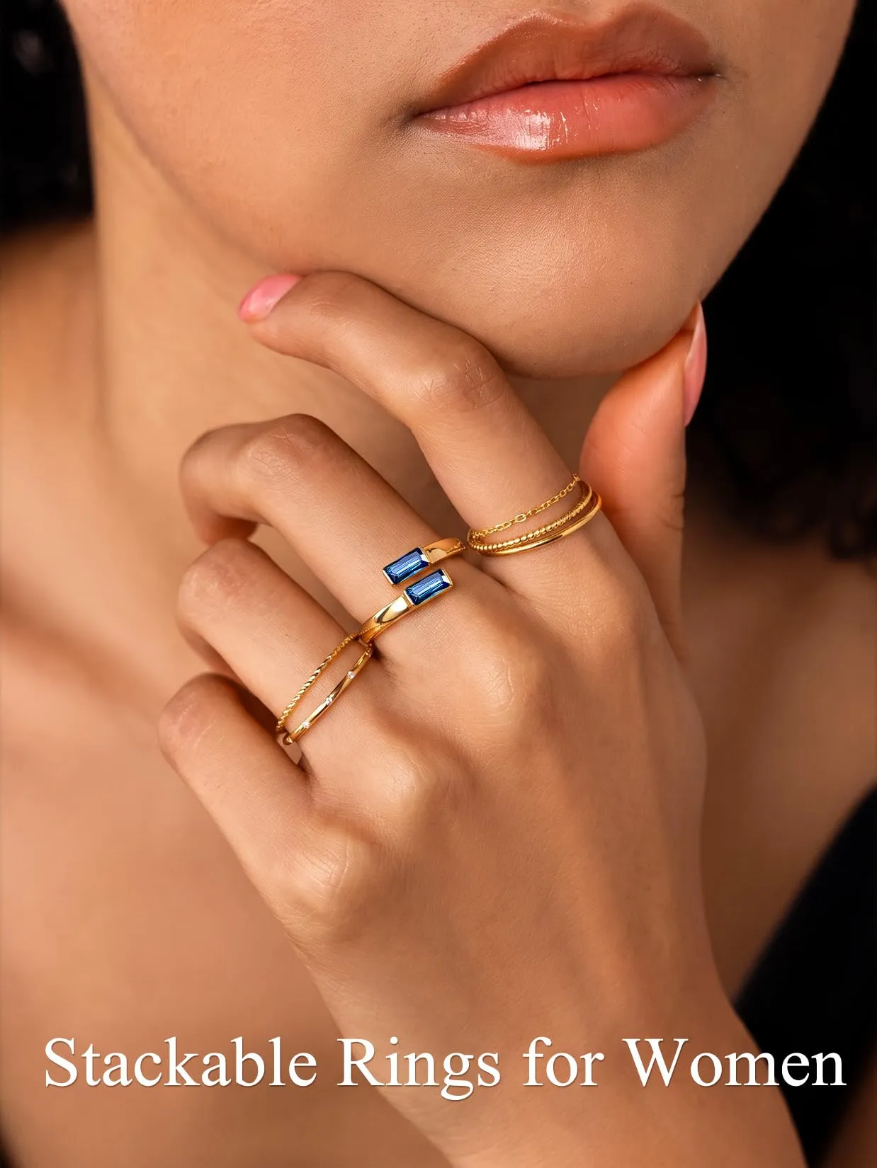 Suplight Anello Donna Oro Regolabile Rettangolare Pietre Portafortuna - immagine 3