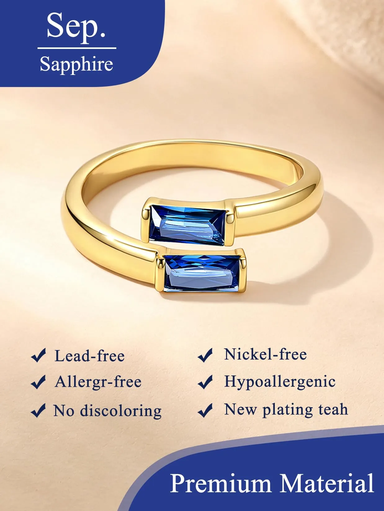 Suplight Anello Donna Oro Regolabile Rettangolare Pietre Portafortuna - immagine 4