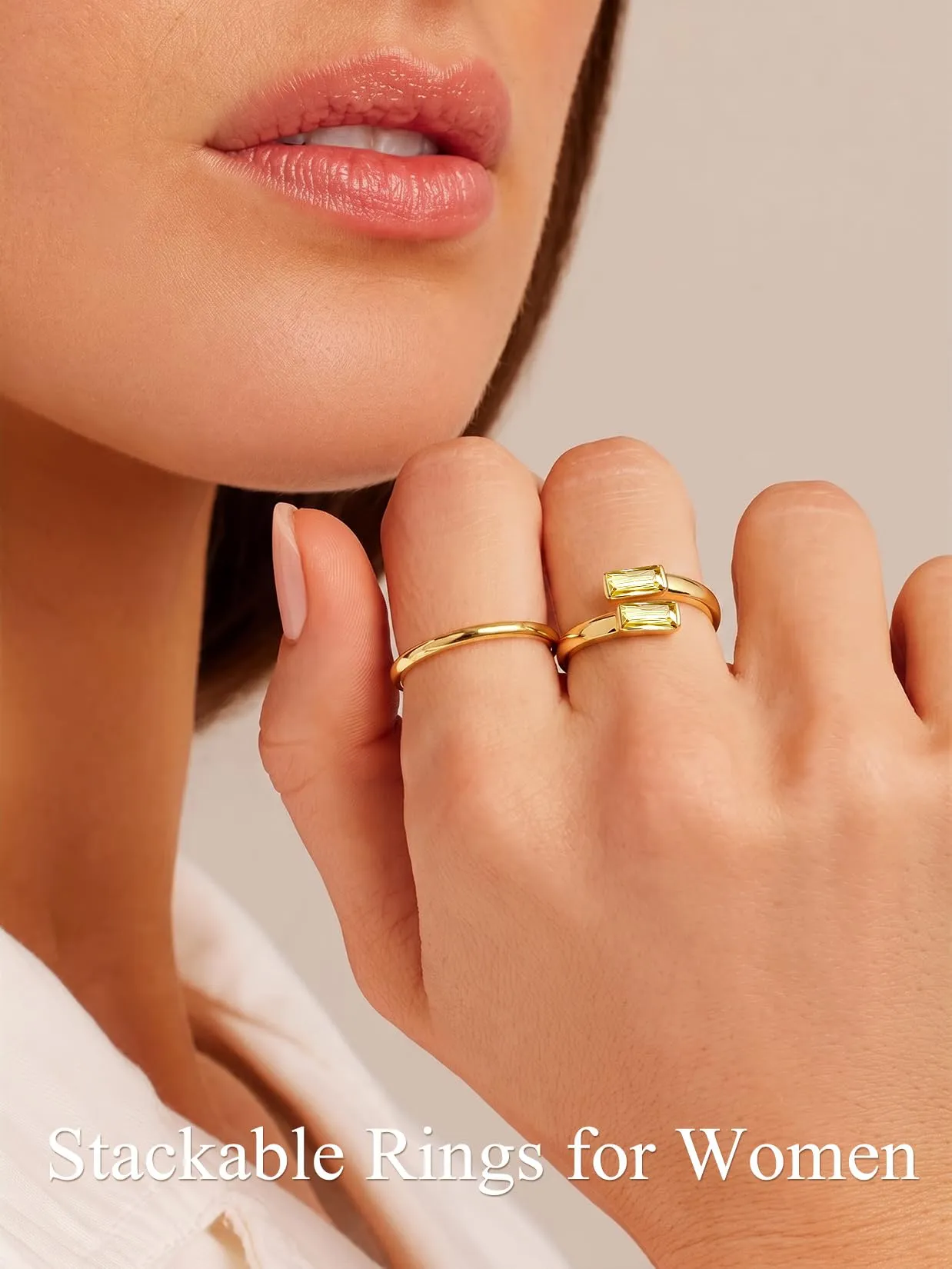 Suplight Anello Donna Oro Regolabile Rettangolare Pietre Portafortuna - immagine 3