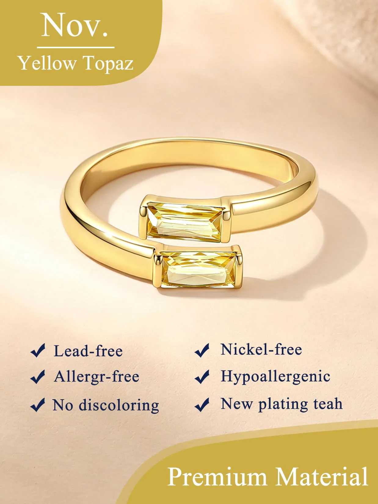 Suplight Anello Donna Oro Regolabile Rettangolare Pietre Portafortuna - immagine 4