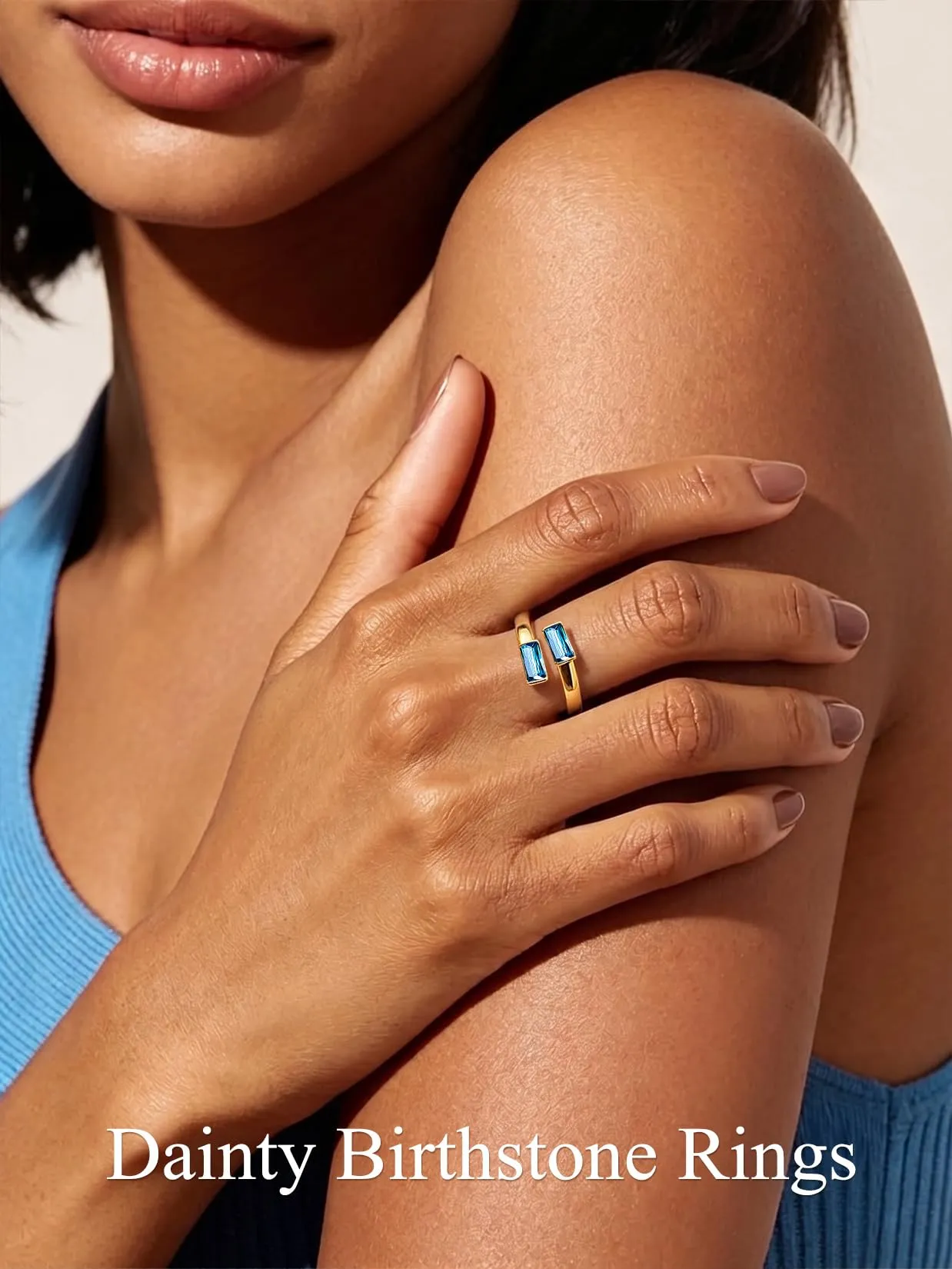 Suplight Anello Donna Oro Regolabile Rettangolare Pietre Portafortuna - immagine 2