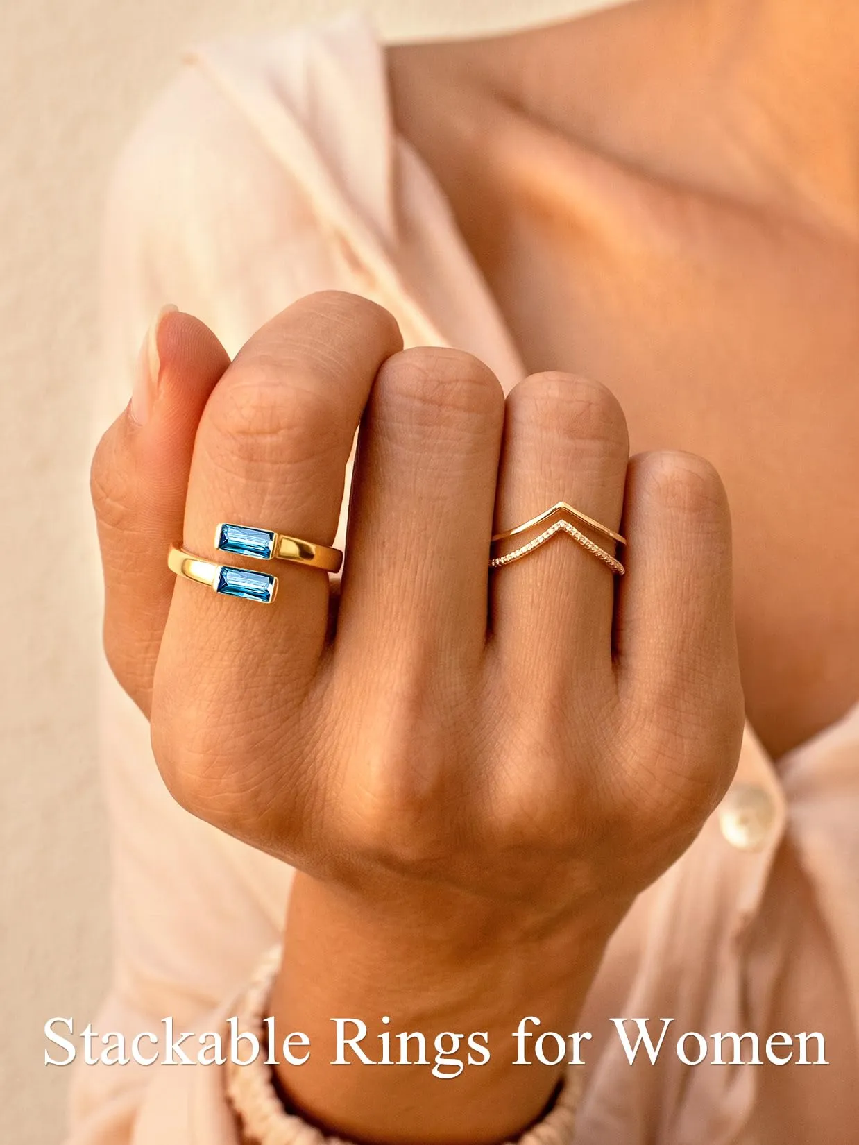 Suplight Anello Donna Oro Regolabile Rettangolare Pietre Portafortuna - immagine 3