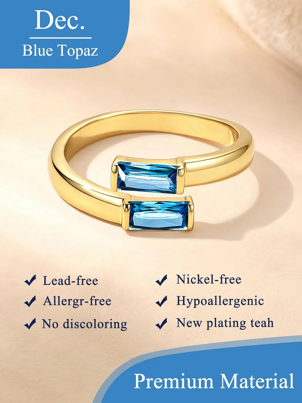 Suplight Anello Donna Oro Regolabile Rettangolare Pietre Portafortuna - immagine 4