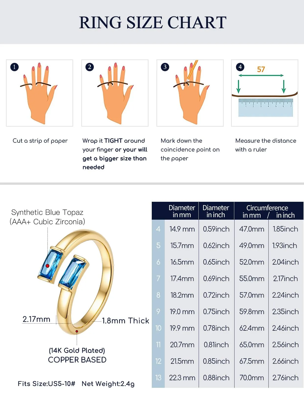 Suplight Anello Donna Oro Regolabile Rettangolare Pietre Portafortuna - immagine 5