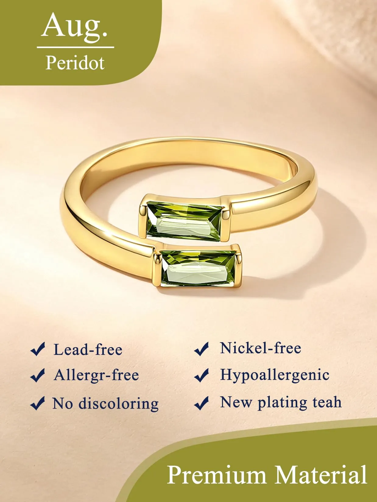 Suplight Anello Donna Oro Regolabile Rettangolare Pietre Portafortuna - immagine 4