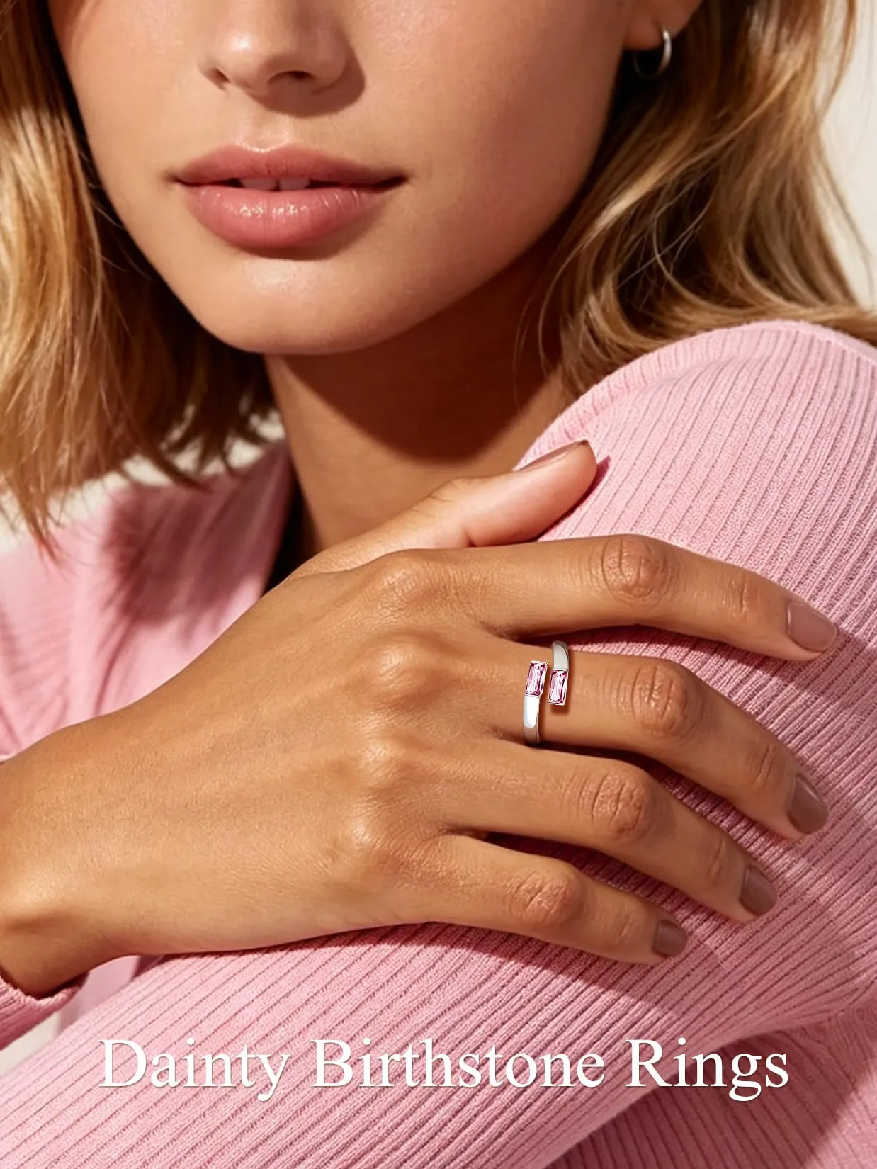 Suplight Anello Donna Argento Regolabile Rettangolare Pietre Portafortuna - immagine 2